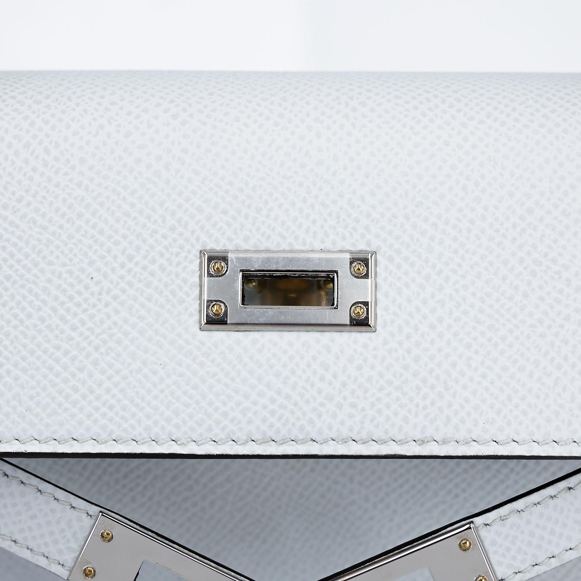 Excellent ( Rank SA ) HERMÈS Kelly 25 Sellier Gris Platine (N4) Epsom Electrum hardware W (2024) - 12