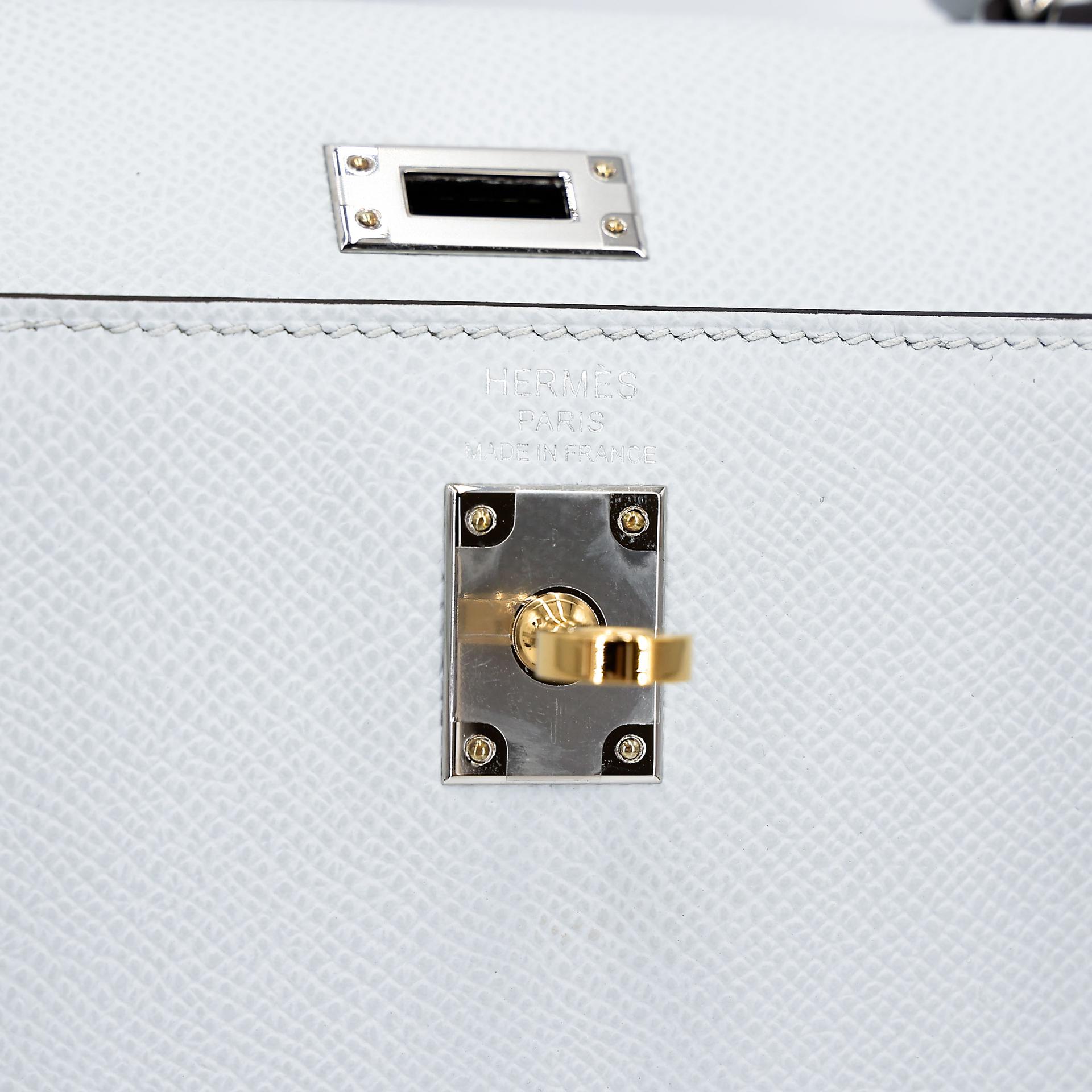 Excellent ( Rank SA ) HERMÈS Kelly 25 Sellier Gris Platine (N4) Epsom Electrum hardware W (2024) - 15