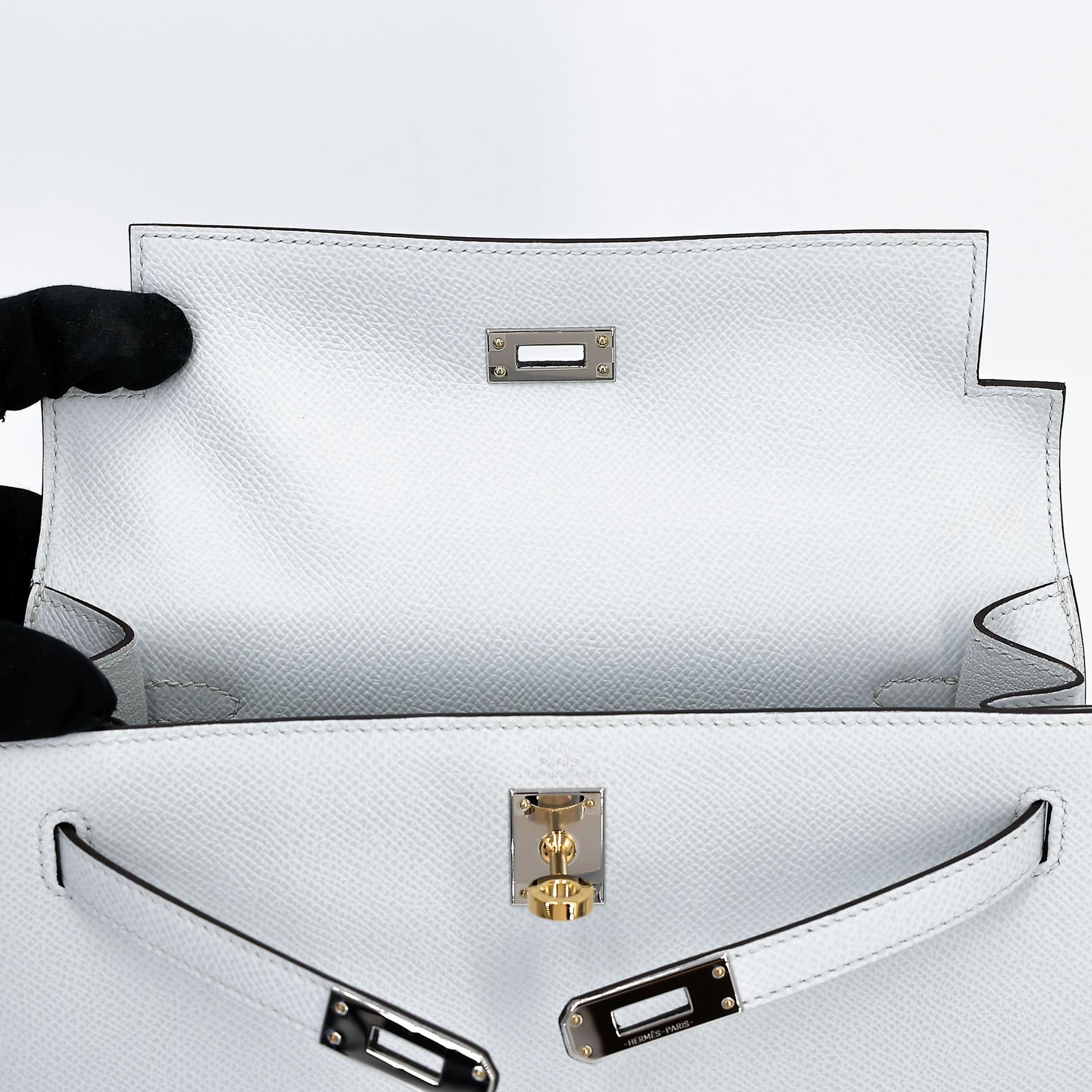 Excellent ( Rank SA ) HERMÈS Kelly 25 Sellier Gris Platine (N4) Epsom Electrum hardware W (2024) - 14
