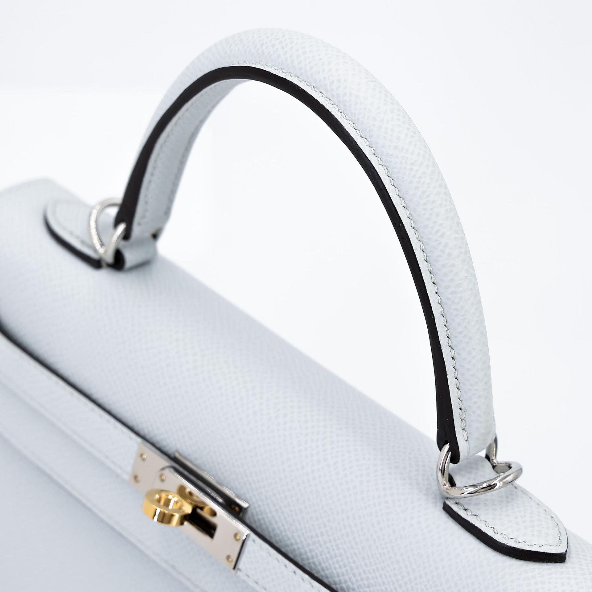 Excellent ( Rank SA ) HERMÈS Kelly 25 Sellier Gris Platine (N4) Epsom Electrum hardware W (2024) - 5