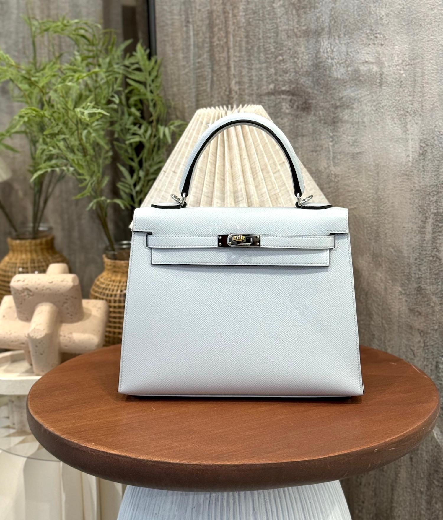 Excellent ( Rank SA ) HERMÈS Kelly 25 Sellier Gris Platine (N4) Epsom Electrum hardware W (2024) - 3
