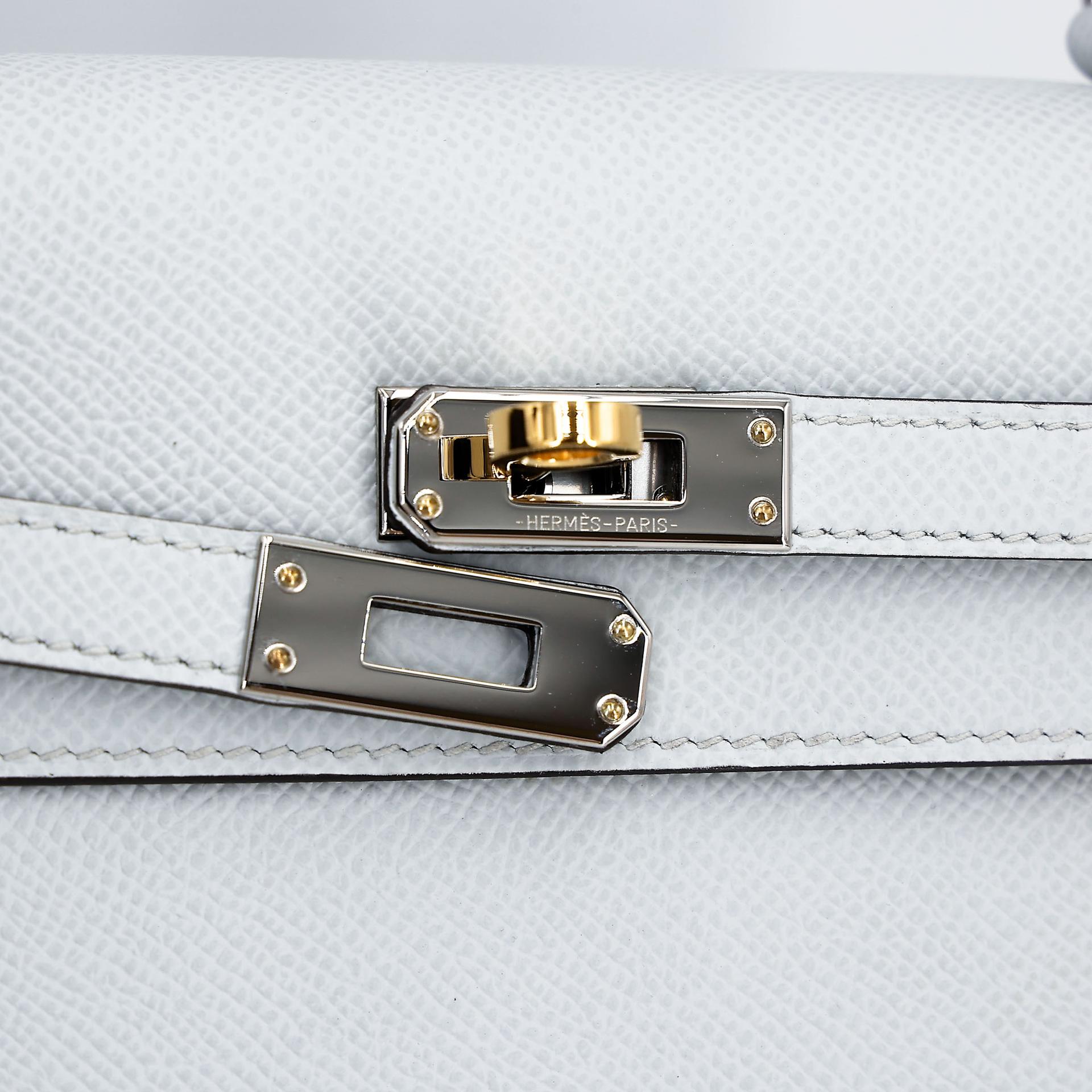Excellent ( Rank SA ) HERMÈS Kelly 25 Sellier Gris Platine (N4) Epsom Electrum hardware W (2024) - 10