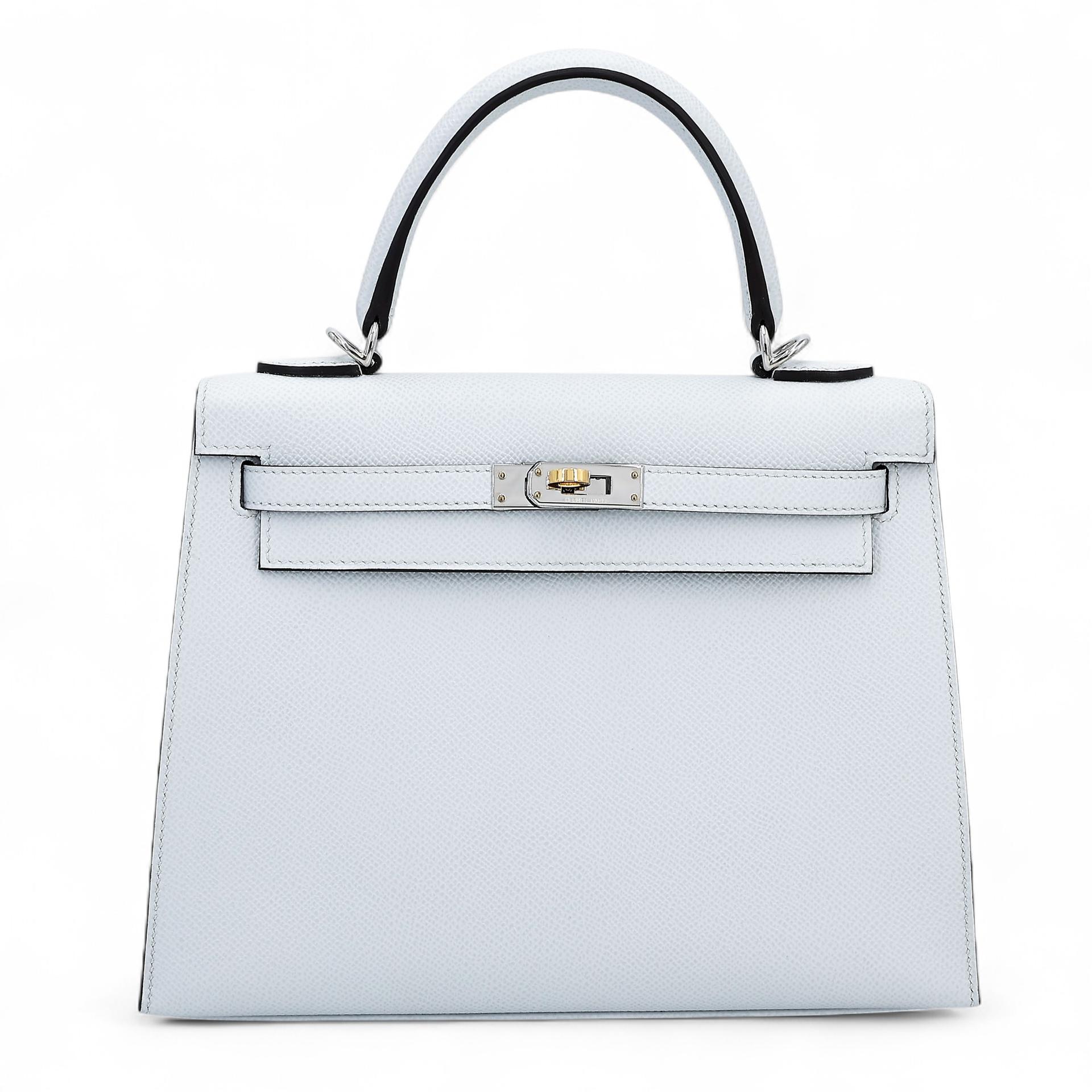 Excellent ( Rank SA ) HERMÈS Kelly 25 Sellier Gris Platine (N4) Epsom Electrum hardware W (2024) - 1