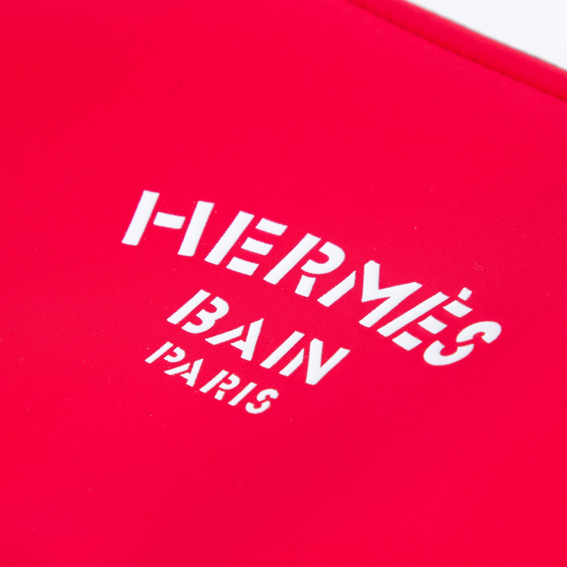 Excellent ( Rank SA ) HERMÈS Traceless Flat Pouch Neo-Ban PM Red Nylon - 3