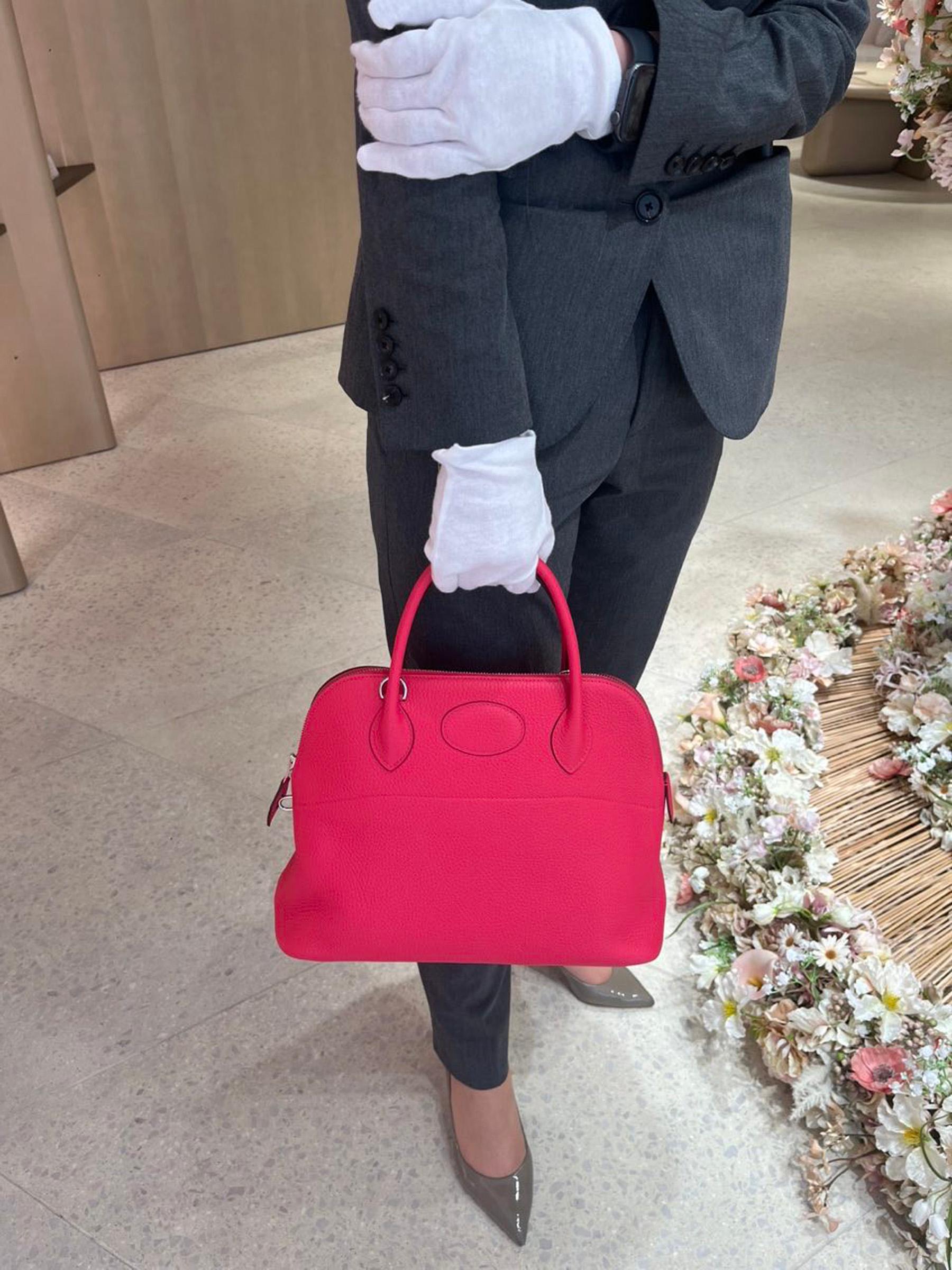 Unused ( Rank NS ) HERMÈS Bolide 31 Rose Extreme (I6) Clemence Palladium hardware Z (2021) - 12