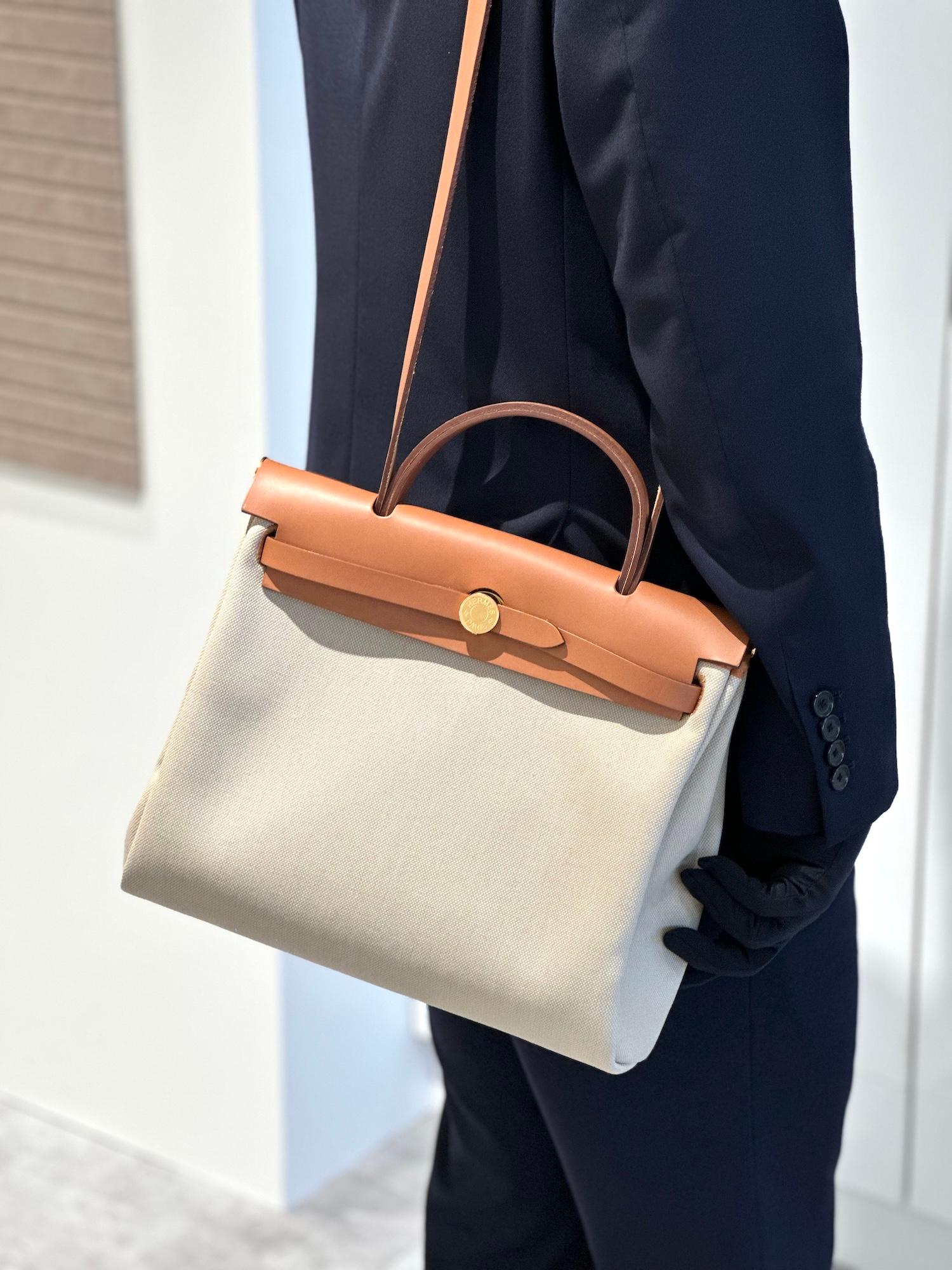 Unused ( Rank NS ) HERMÈS Herbag Zip 31 PM Natural (27) Vache Hunter Canvas Gold hardware Z (2021) - 3