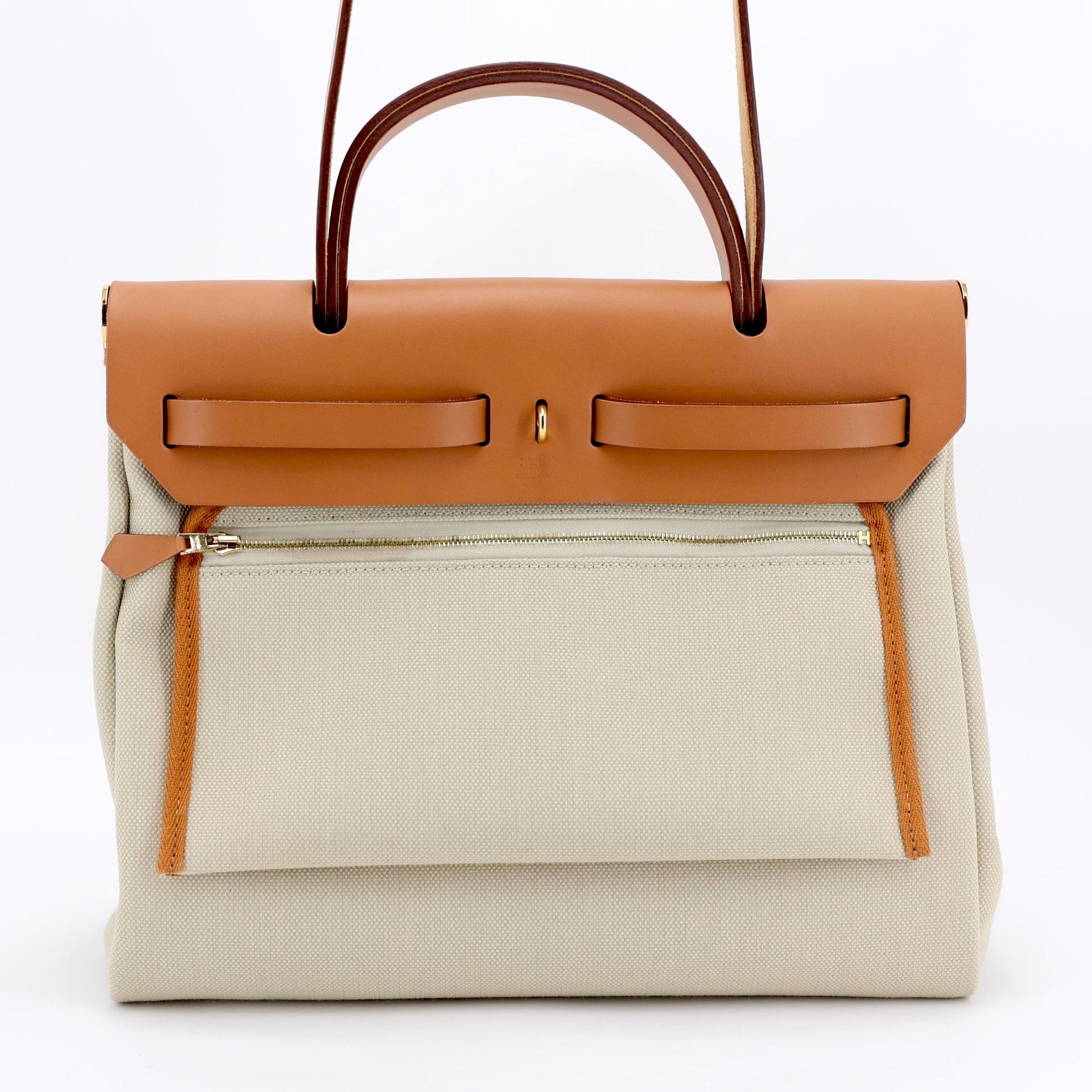 Unused ( Rank NS ) HERMÈS Herbag Zip 31 PM Natural (27) Vache Hunter Canvas Gold hardware Z (2021) - 2