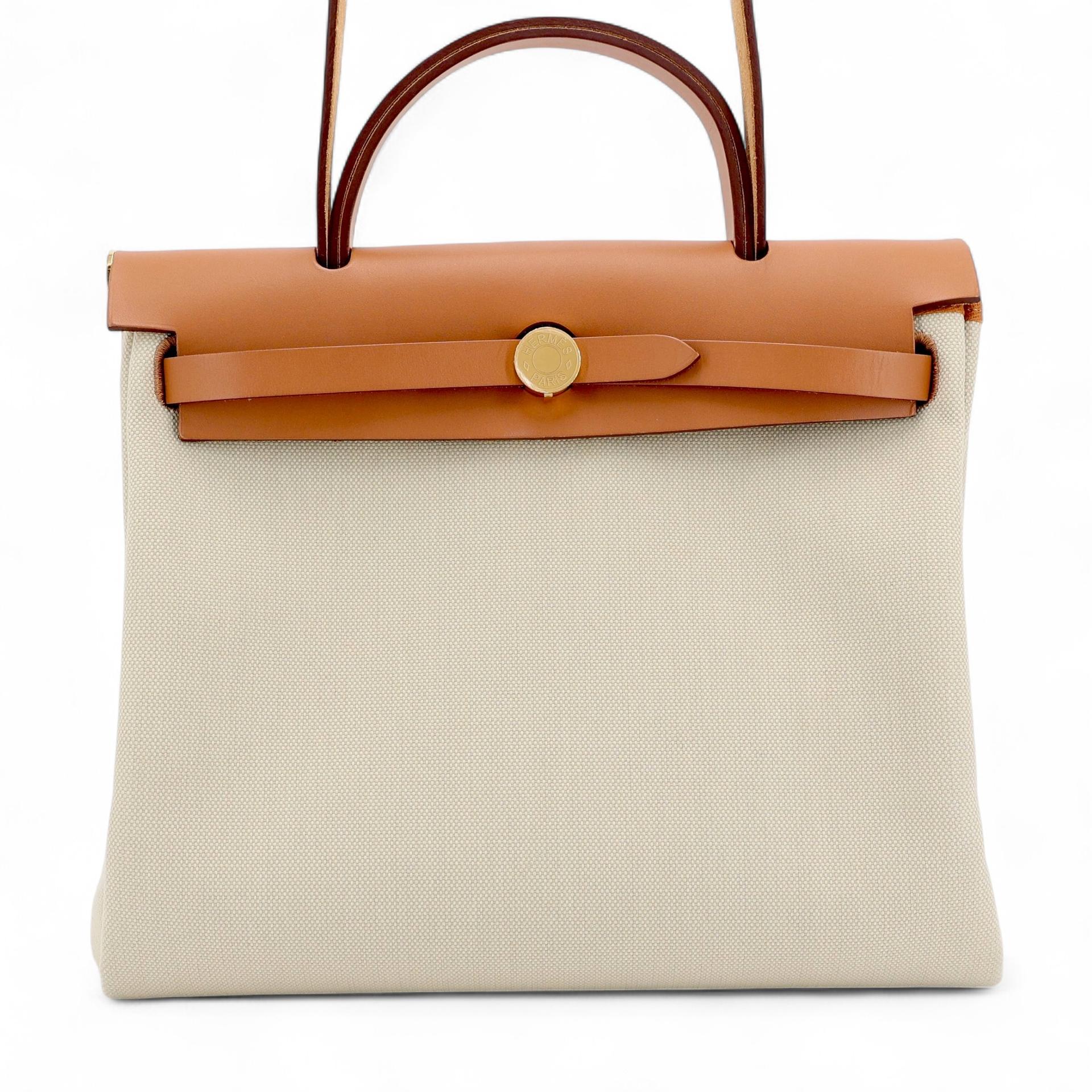 Unused ( Rank NS ) HERMÈS Herbag Zip 31 PM Natural (27) Vache Hunter Canvas Gold hardware Z (2021) - 1