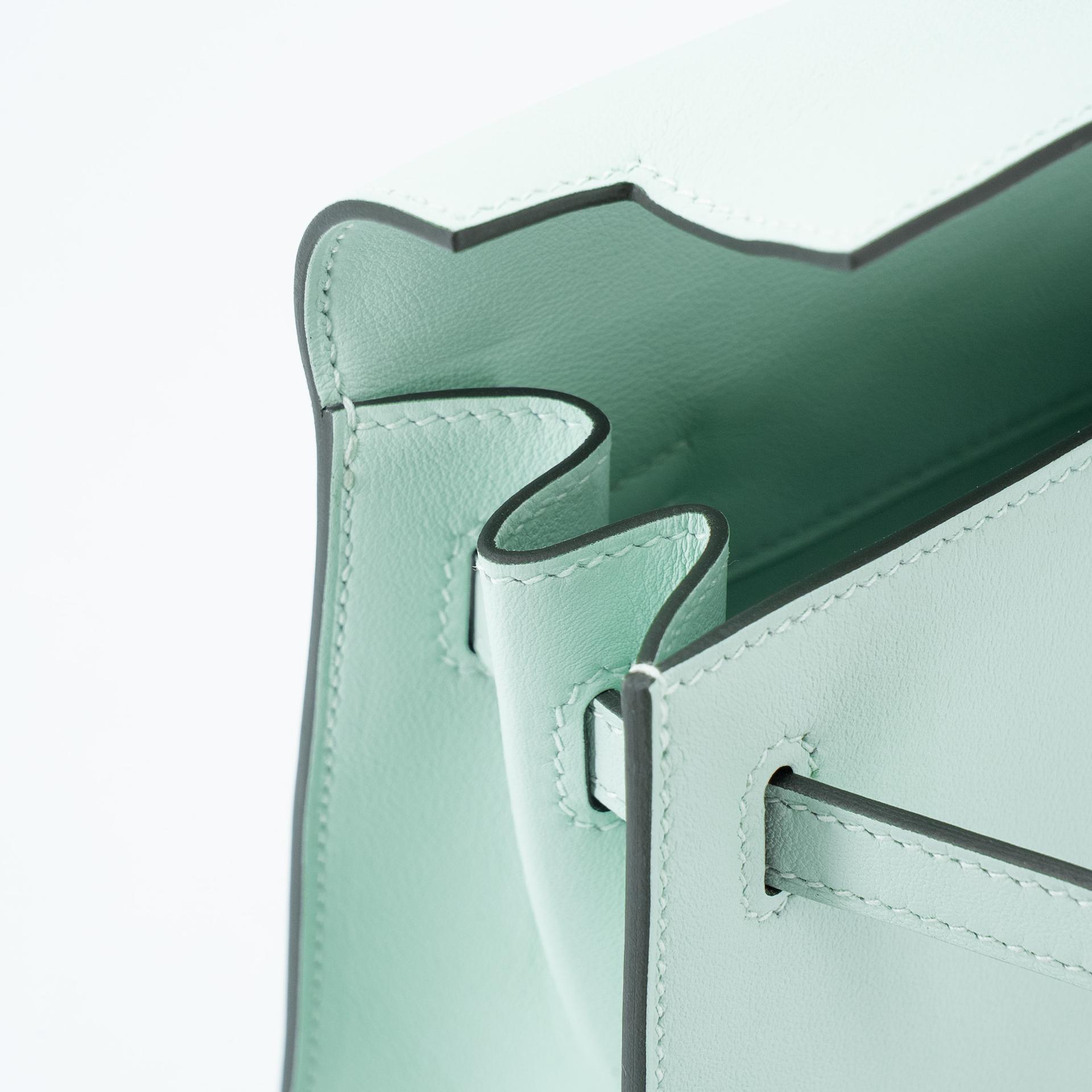Brand New ( Rank N ) HERMÈS Kelly Danse Vert Peppermint (N3) Swift Palladium hardware K (2025) - 11