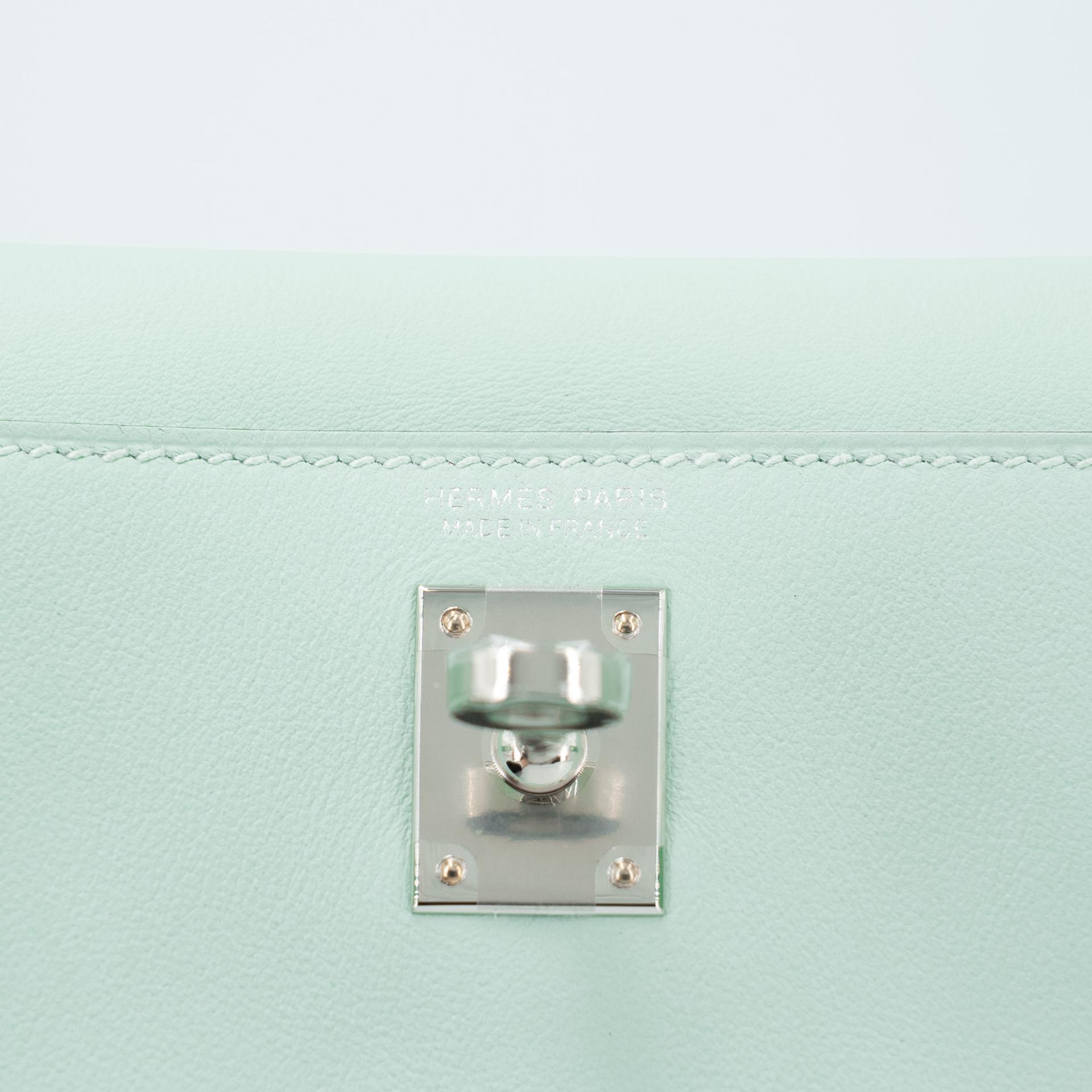 Brand New ( Rank N ) HERMÈS Kelly Danse Vert Peppermint (N3) Swift Palladium hardware K (2025) - 9
