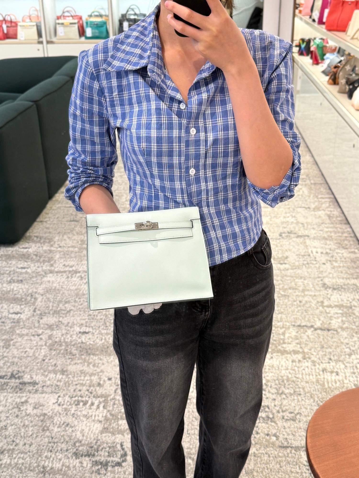 Brand New ( Rank N ) HERMÈS Kelly Danse Vert Peppermint (N3) Swift Palladium hardware K (2025) - 3