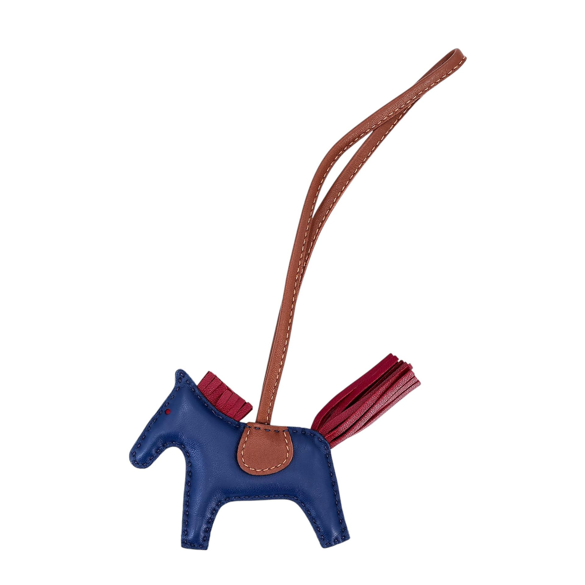 Excellent ( Rank SA ) HERMÈS Rodeo PM Bleu de Malte (7L) Fauve (34) Rubis (B5) Agneau - 1