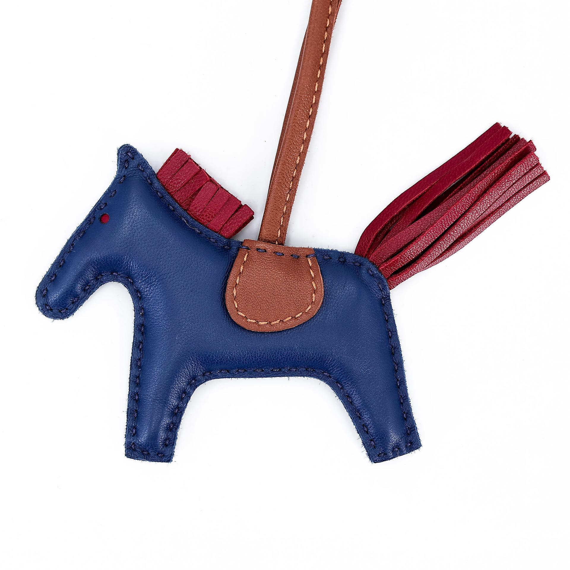 Excellent ( Rank SA ) HERMÈS Rodeo PM Bleu de Malte (7L) Fauve (34) Rubis (B5) Agneau - 2