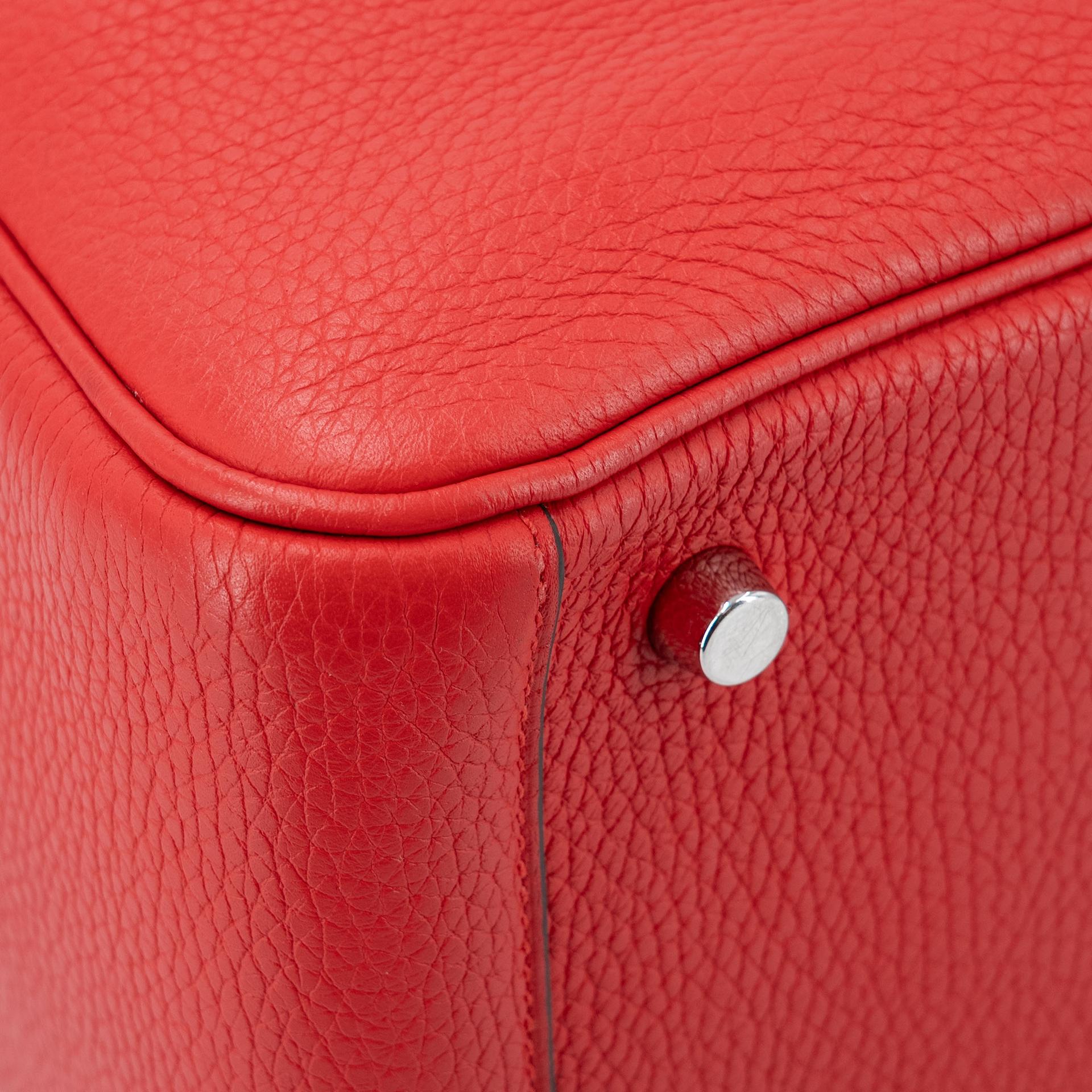 Very Good ( Rank A) HERMÈS Lindy 26 Rouge de Coeur (S3) Clemence Palladium hardware D (2019) - 8