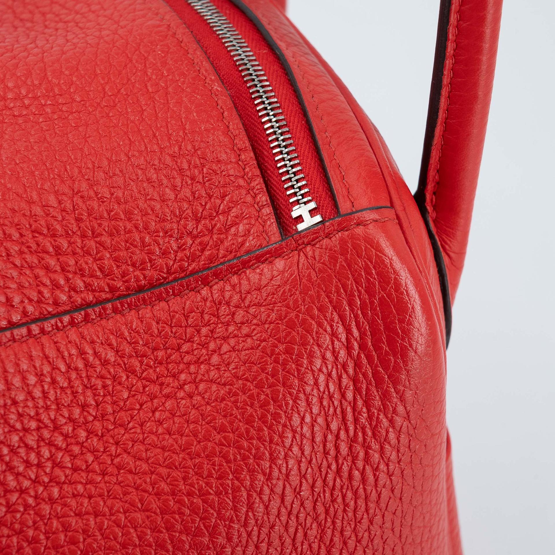 Very Good ( Rank A) HERMÈS Lindy 26 Rouge de Coeur (S3) Clemence Palladium hardware D (2019) - 20