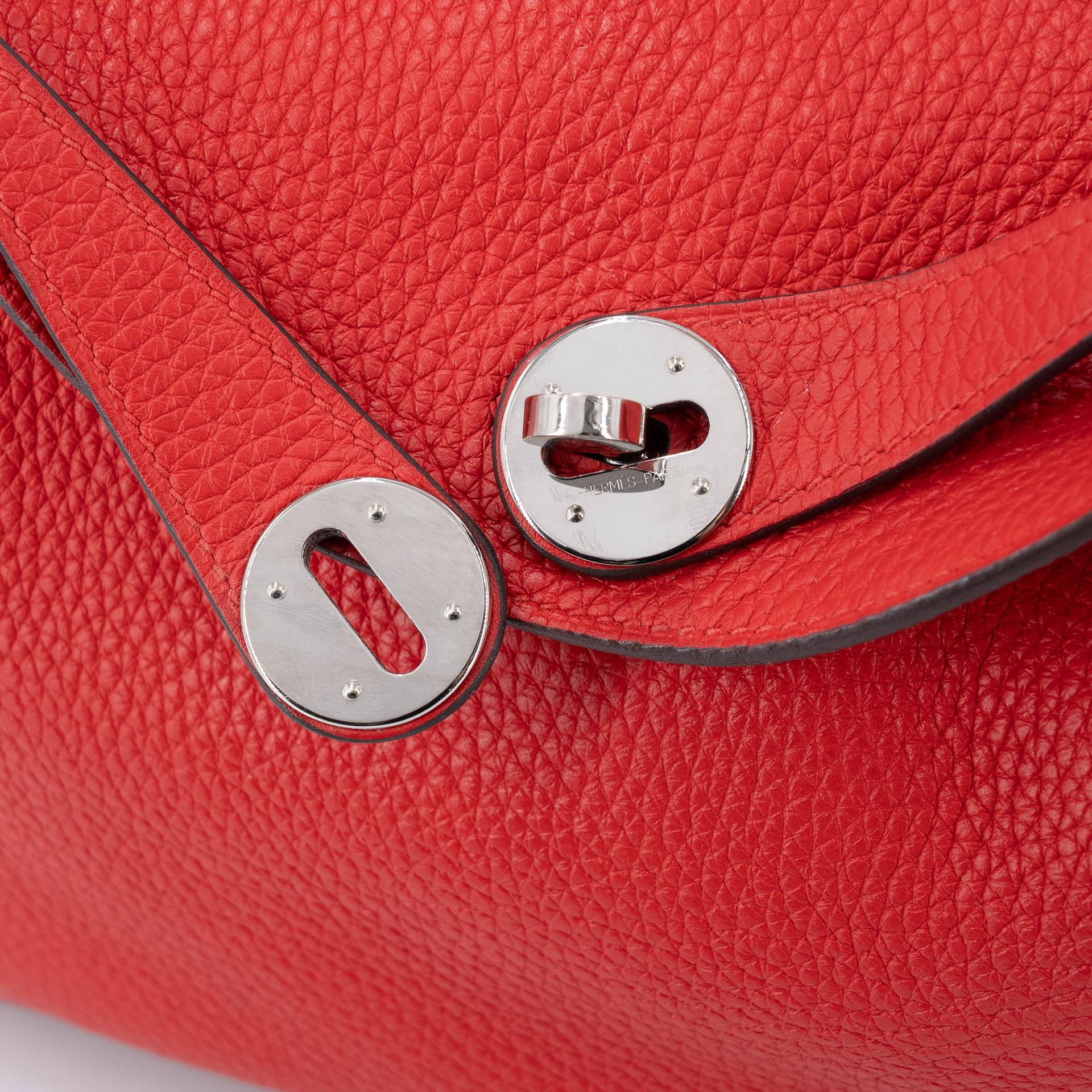 Very Good ( Rank A) HERMÈS Lindy 26 Rouge de Coeur (S3) Clemence Palladium hardware D (2019) - 7