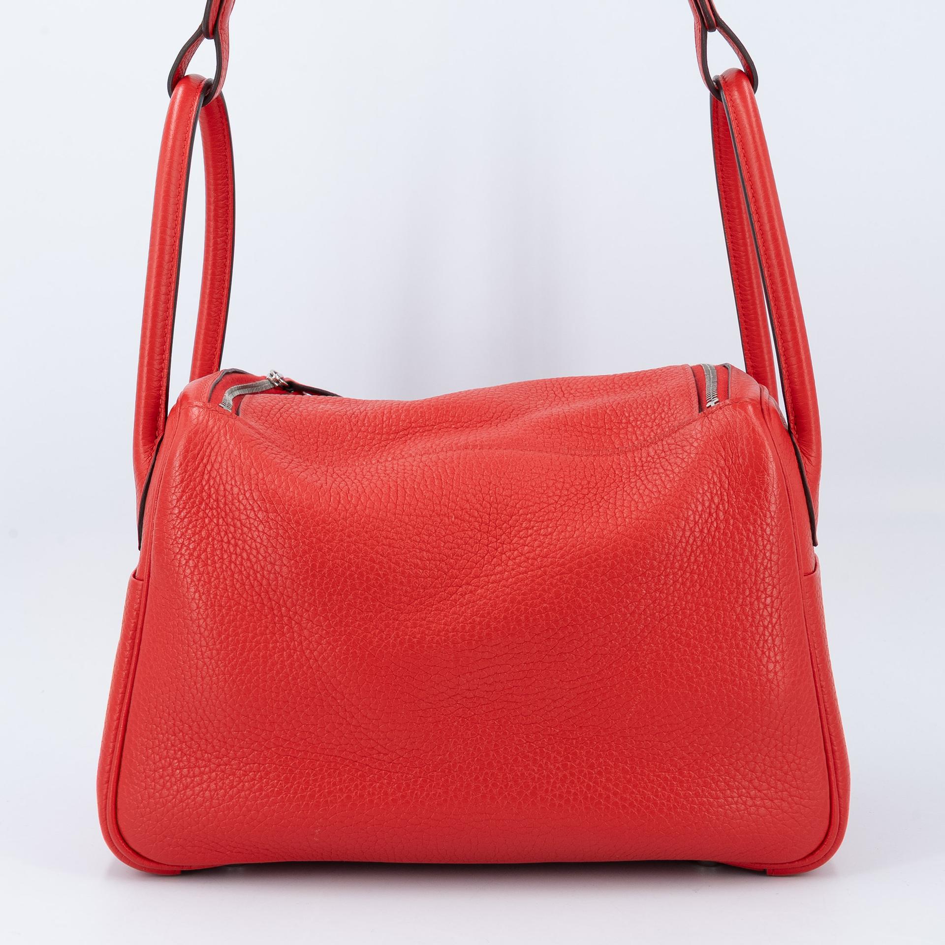 Very Good ( Rank A) HERMÈS Lindy 26 Rouge de Coeur (S3) Clemence Palladium hardware D (2019) - 2