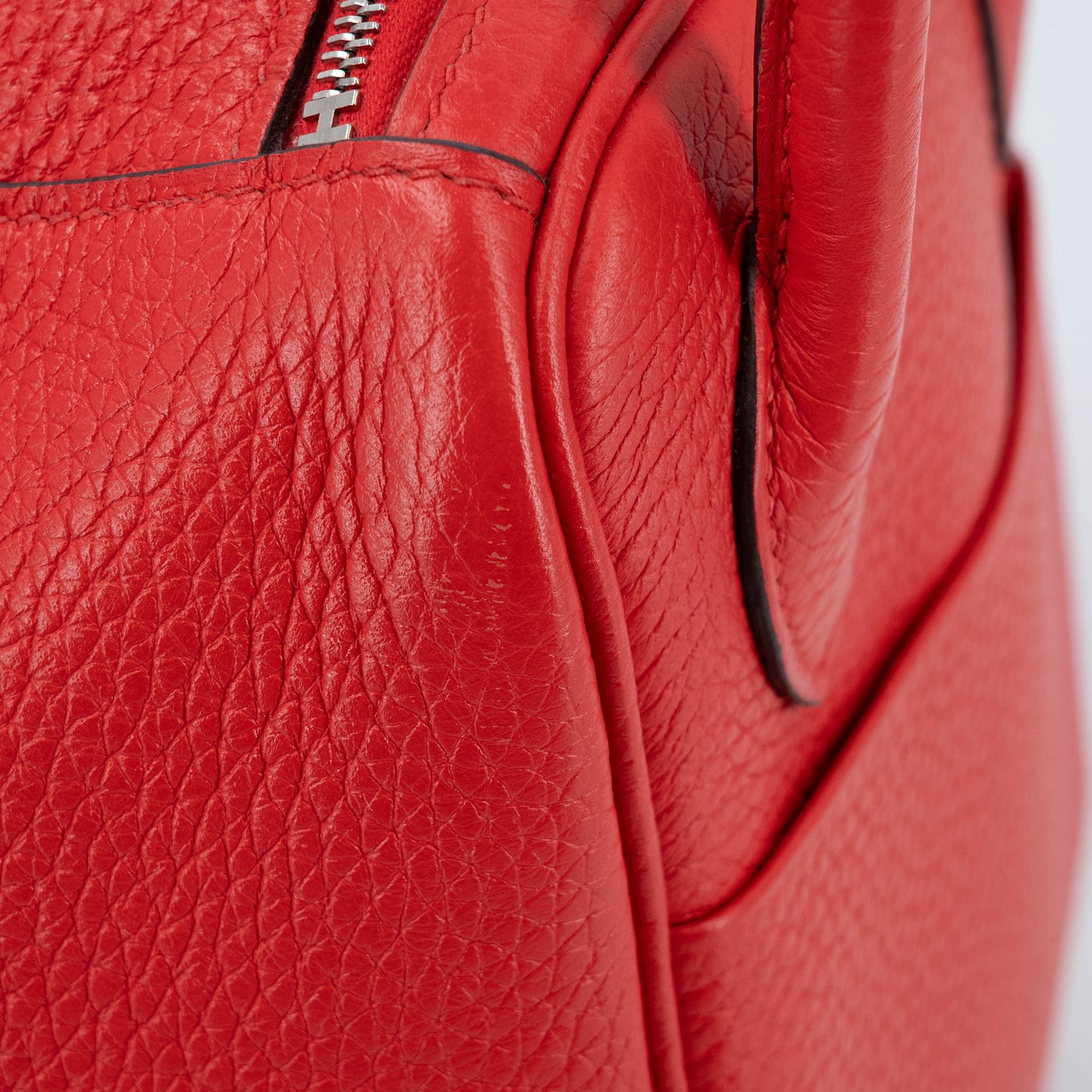 Very Good ( Rank A) HERMÈS Lindy 26 Rouge de Coeur (S3) Clemence Palladium hardware D (2019) - 19