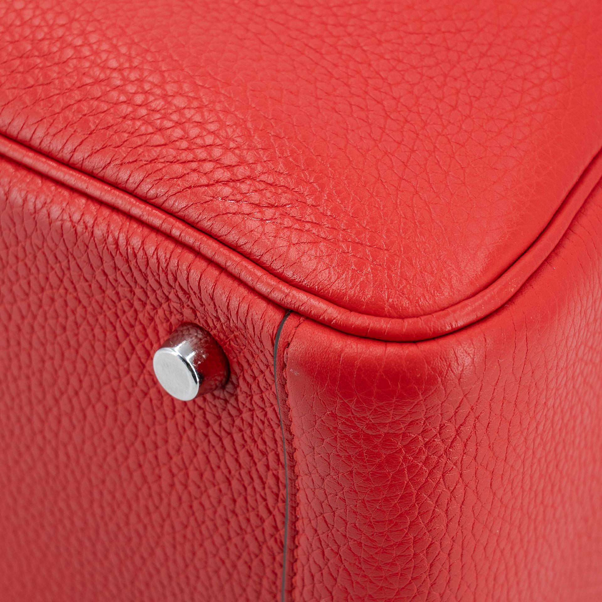Very Good ( Rank A) HERMÈS Lindy 26 Rouge de Coeur (S3) Clemence Palladium hardware D (2019) - 9