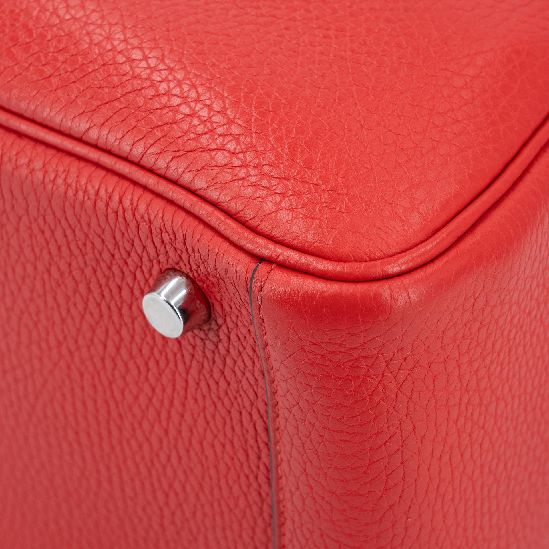 Very Good ( Rank A) HERMÈS Lindy 26 Rouge de Coeur (S3) Clemence Palladium hardware D (2019) - 11
