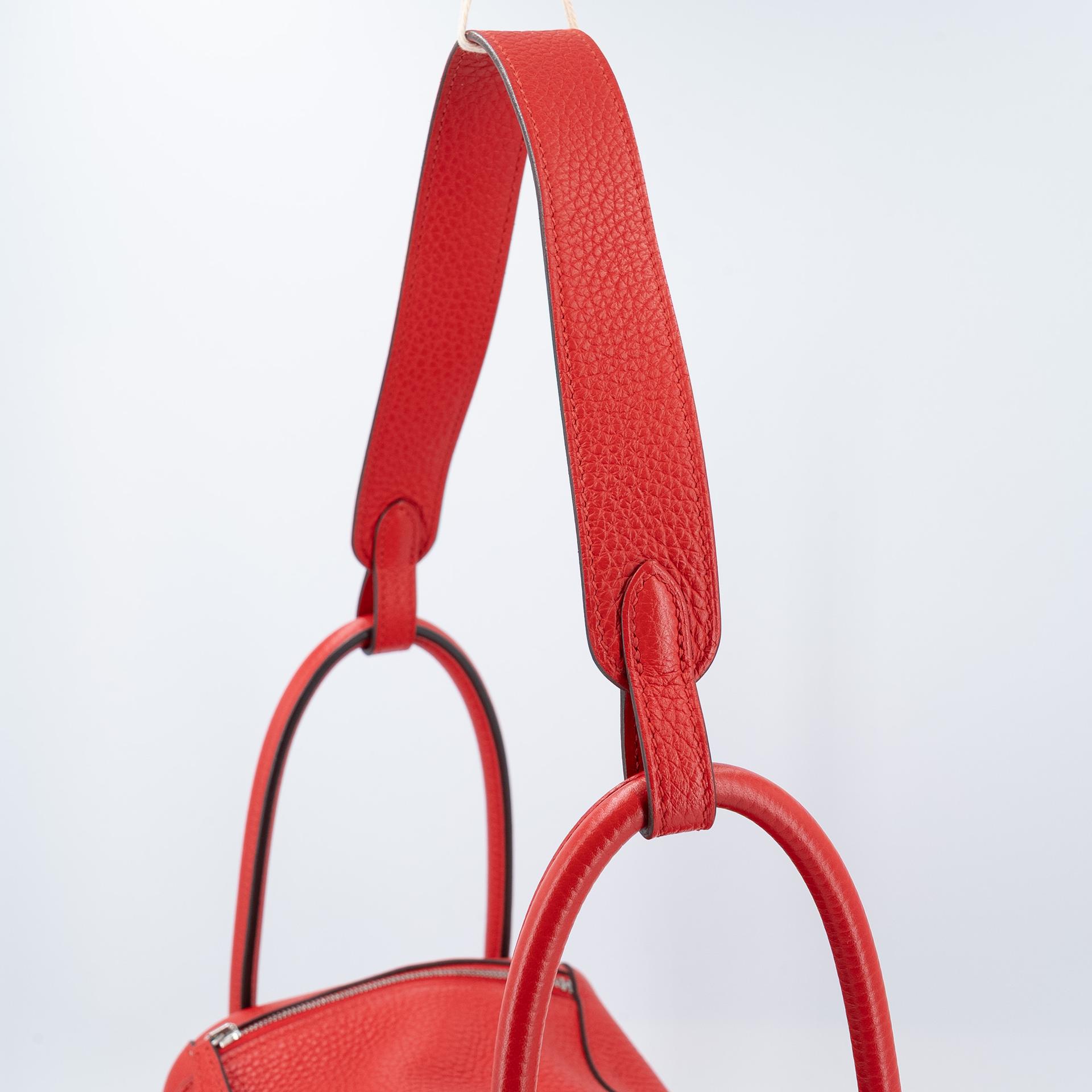 Very Good ( Rank A) HERMÈS Lindy 26 Rouge de Coeur (S3) Clemence Palladium hardware D (2019) - 5