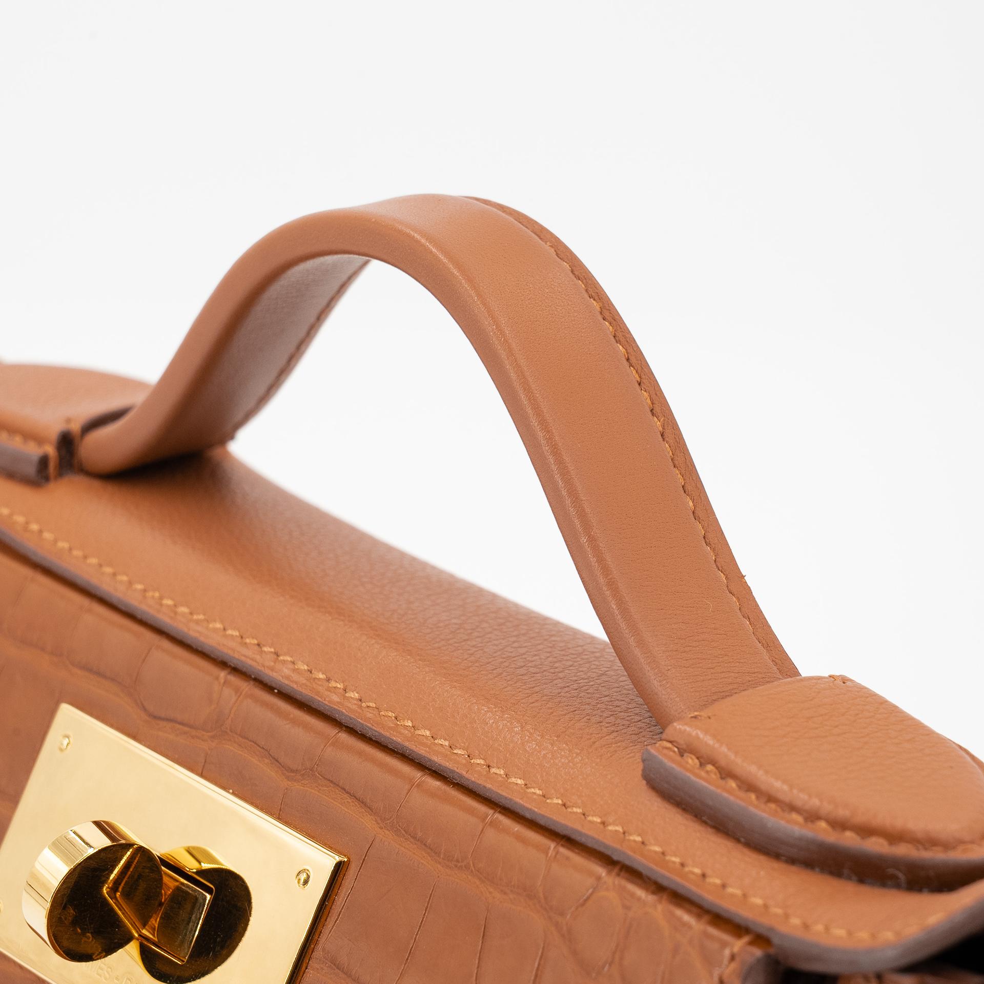 Very Good ( Rank A) HERMÈS 24/24 - 21 mini Touch Gold (37) Evercolor Matte Alligator Gold hardware U (2022) - 4