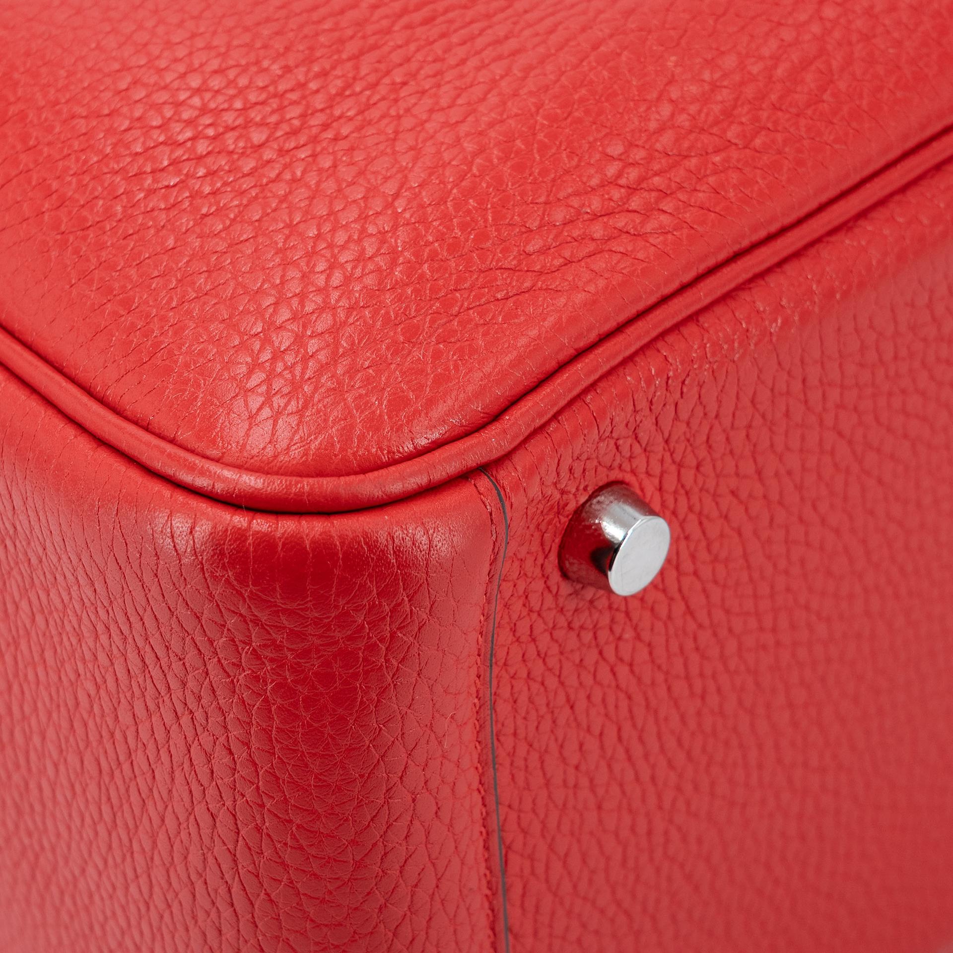 Very Good ( Rank A) HERMÈS Lindy 26 Rouge de Coeur (S3) Clemence Palladium hardware D (2019) - 10