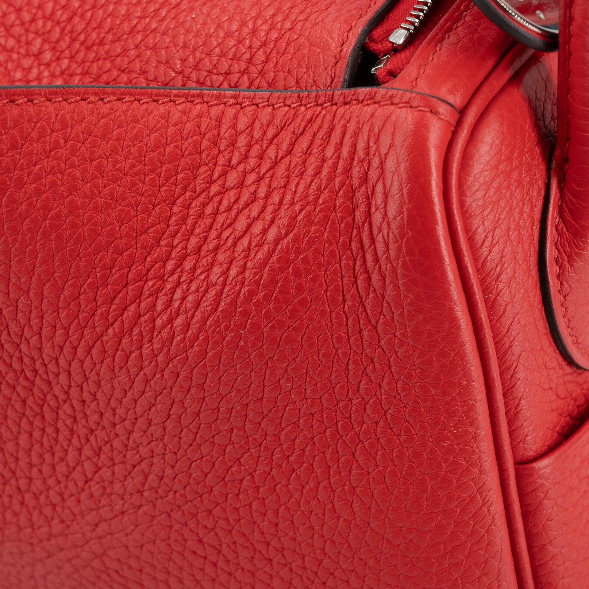 Very Good ( Rank A) HERMÈS Lindy 26 Rouge de Coeur (S3) Clemence Palladium hardware D (2019) - 22