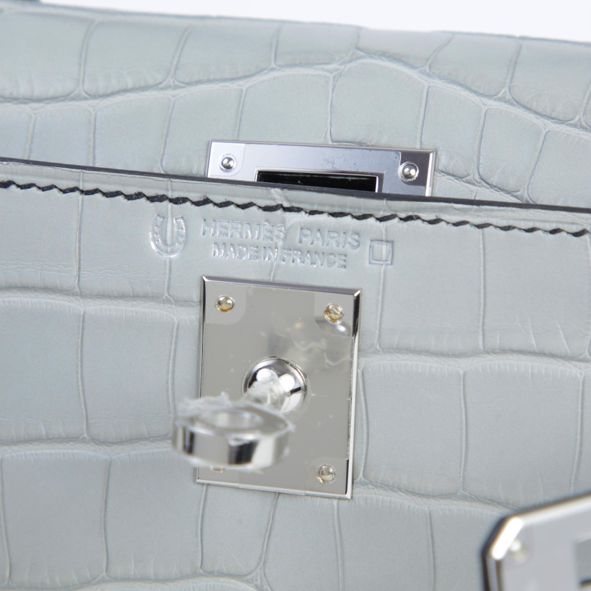 Unused ( Rank NS ) HERMÈS Special Order Mini Kelly II Noir (89) Gris Perle (80) Matte Alligator Palladium hardware W (2024) - 8