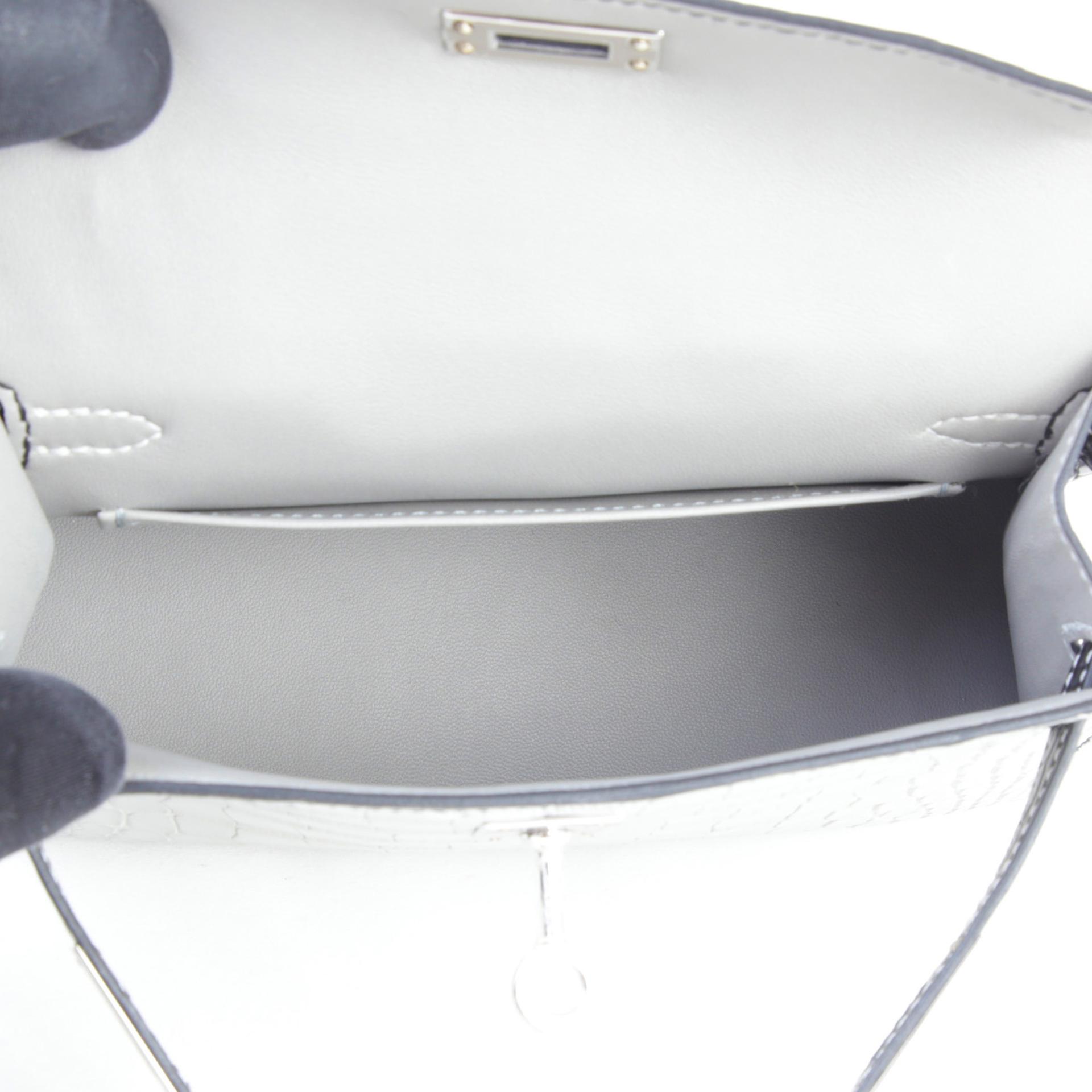 Unused ( Rank NS ) HERMÈS Special Order Mini Kelly II Noir (89) Gris Perle (80) Matte Alligator Palladium hardware W (2024) - 9