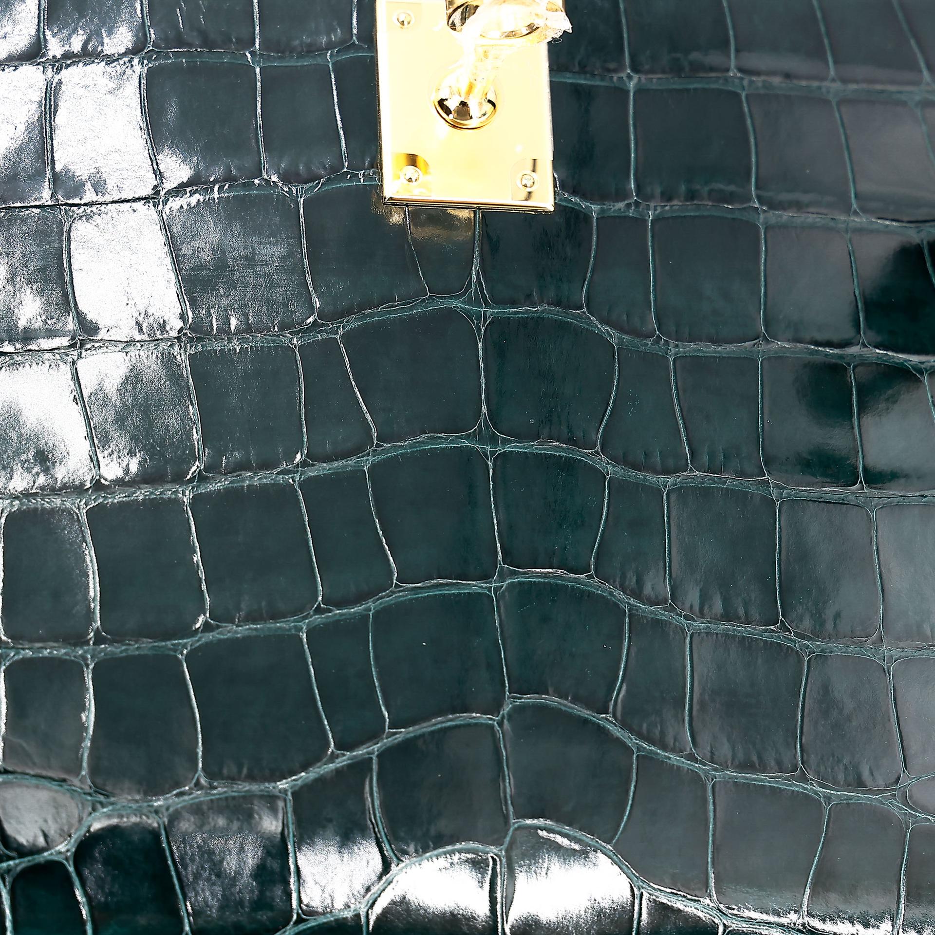 Unused ( Rank NS ) HERMÈS Mini Kelly II Vert Cypress (6O) Shiny Alligator Gold hardware U (2022) - 20