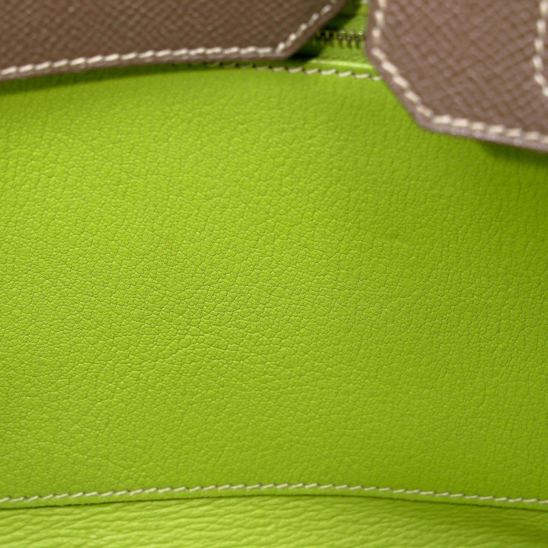 A美品 HERMÈS 愛馬仕 馬蹄印定制 Birkin 30 18 大象灰 Etoupe 6R 奇異果綠 Kiwi Epsom牛皮 拉絲銀扣 □P刻 2012年 - 30