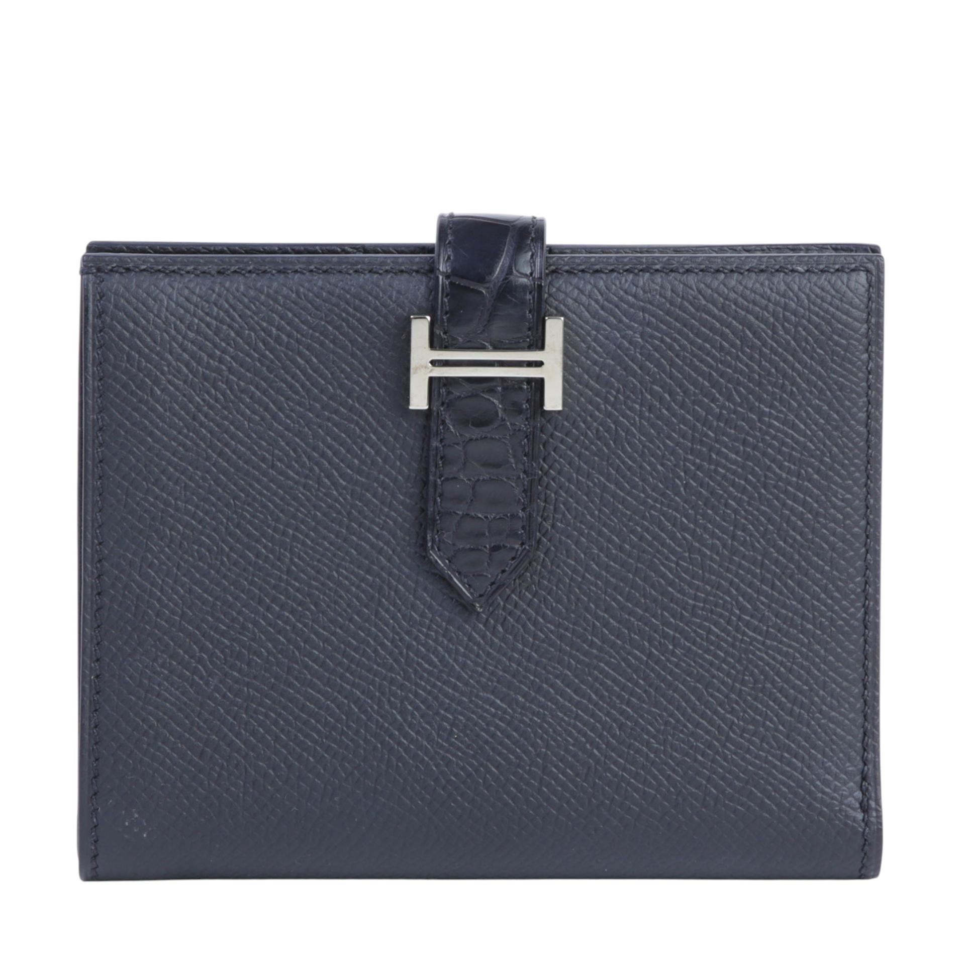 Very Good ( Rank A) HERMÈS Bearn Compact wallet Noir (89) Epsom Alligator Black hardware Z (2021) - 1