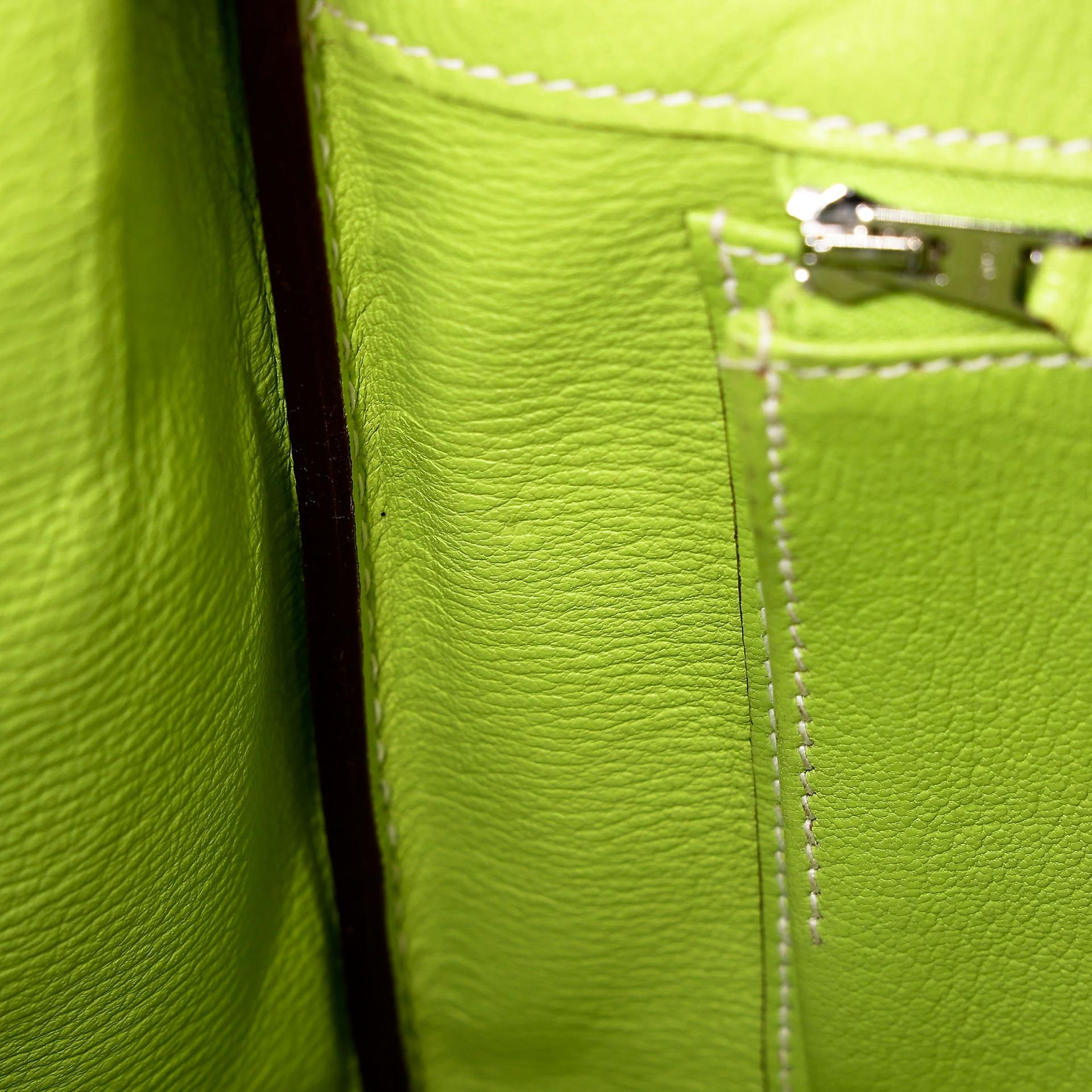 A美品 HERMÈS 愛馬仕 馬蹄印定制 Birkin 30 18 大象灰 Etoupe 6R 奇異果綠 Kiwi Epsom牛皮 拉絲銀扣 □P刻 2012年 - 31