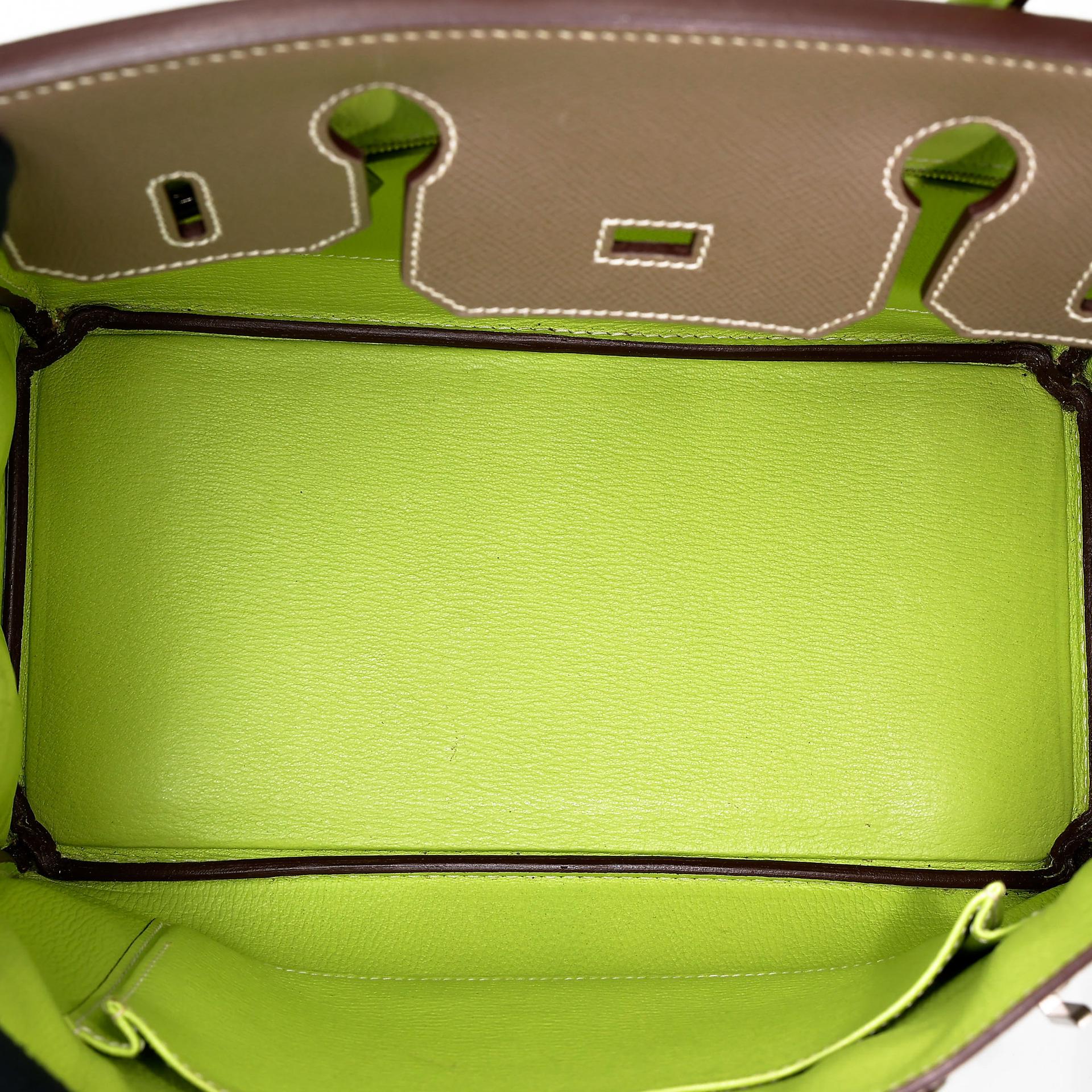 A美品 HERMÈS 愛馬仕 馬蹄印定制 Birkin 30 18 大象灰 Etoupe 6R 奇異果綠 Kiwi Epsom牛皮 拉絲銀扣 □P刻 2012年 - 29