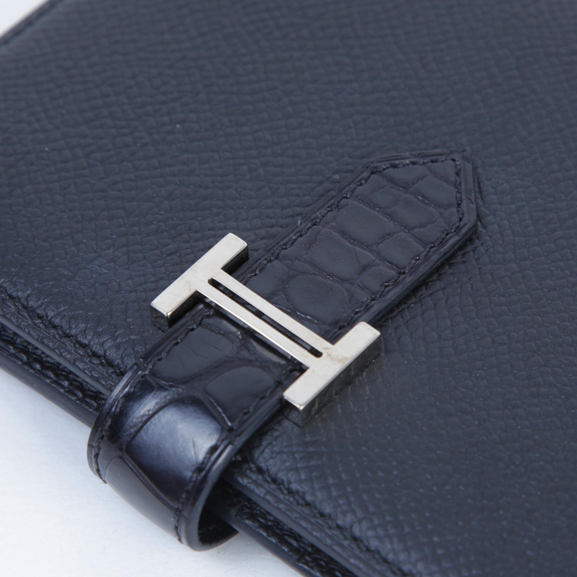 Very Good ( Rank A) HERMÈS Bearn Compact wallet Noir (89) Epsom Alligator Black hardware Z (2021) - 7