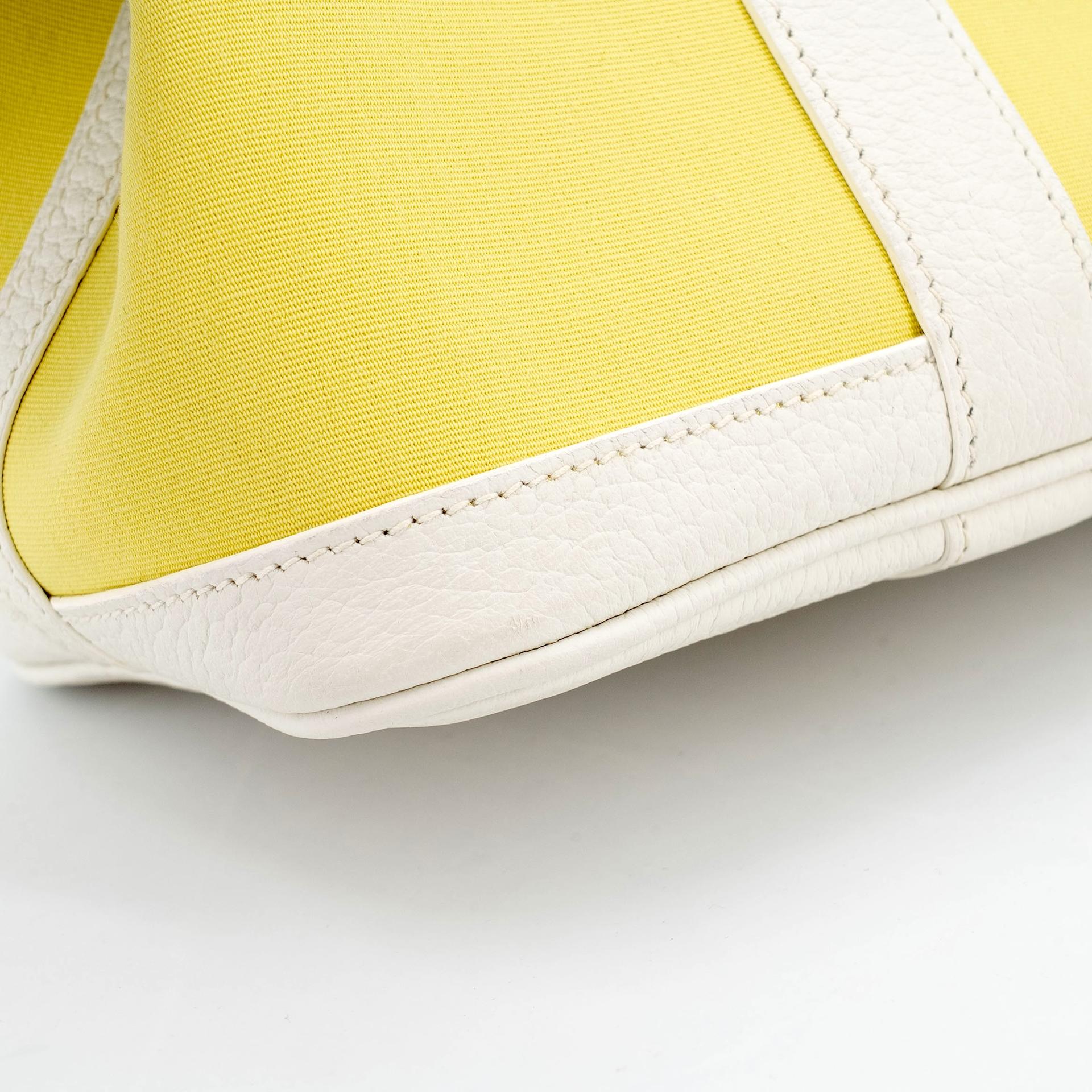 Excellent ( Rank SA ) HERMÈS Garden Party TPM Jaune Poussin (1Z) White (01) Canvas Negonda Palladium hardware R (2014) - 10