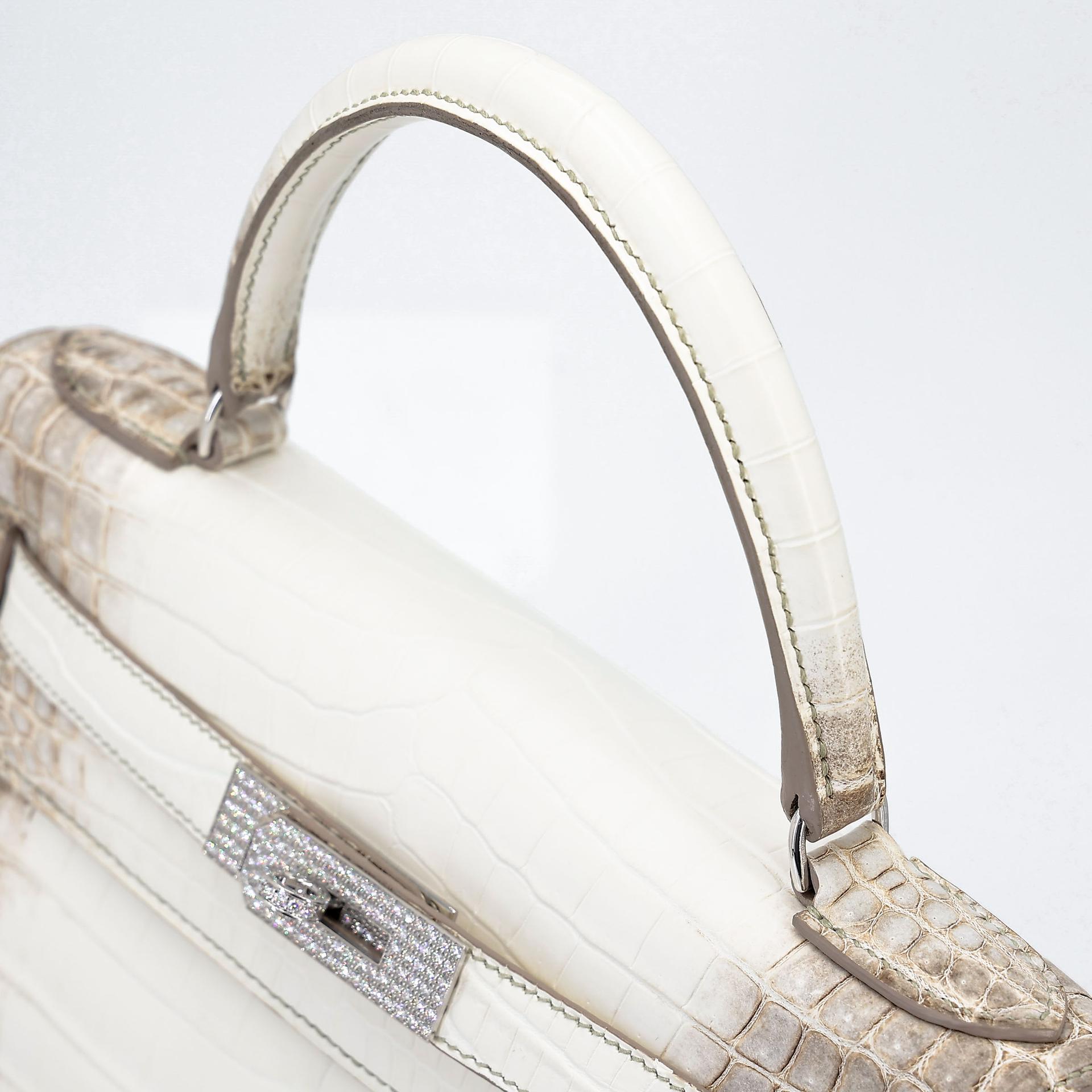 Unused ( Rank NS ) HERMÈS Limited Edition Kelly 28 Himalaya Matte Niloticus Crocodile Diamond White Gold hardware Z (2021) - 5