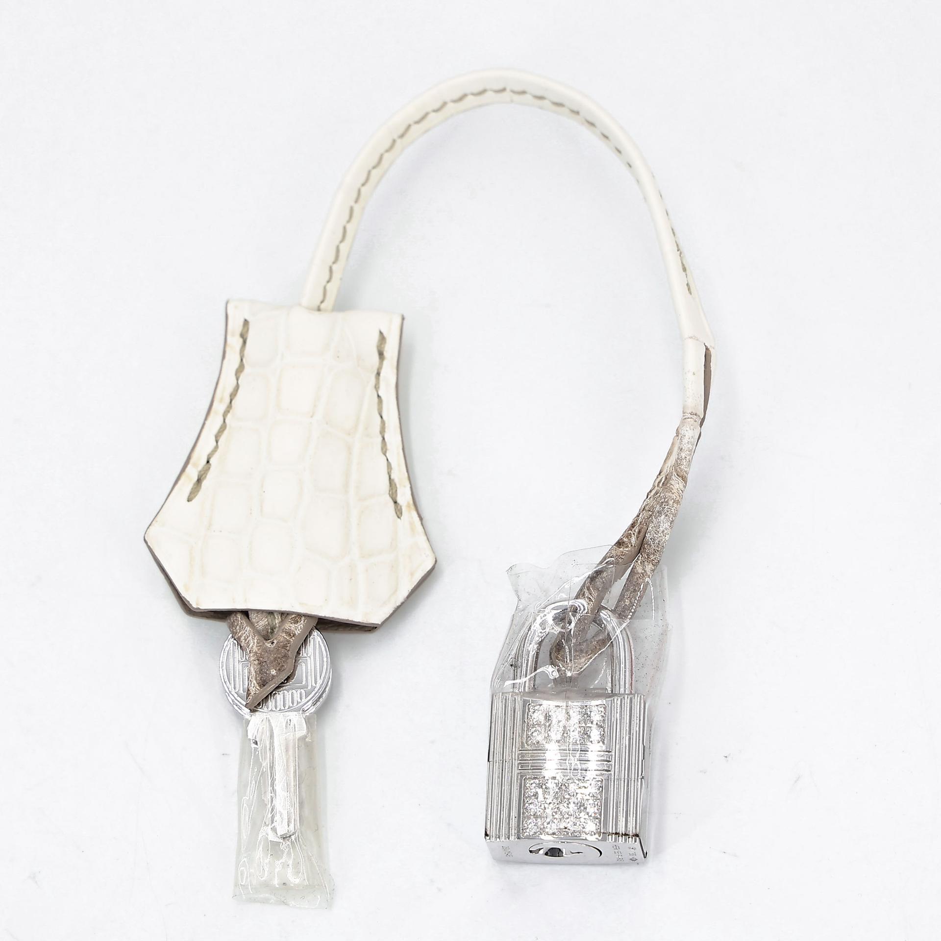 Unused ( Rank NS ) HERMÈS Limited Edition Kelly 28 Himalaya Matte Niloticus Crocodile Diamond White Gold hardware Z (2021) - 21