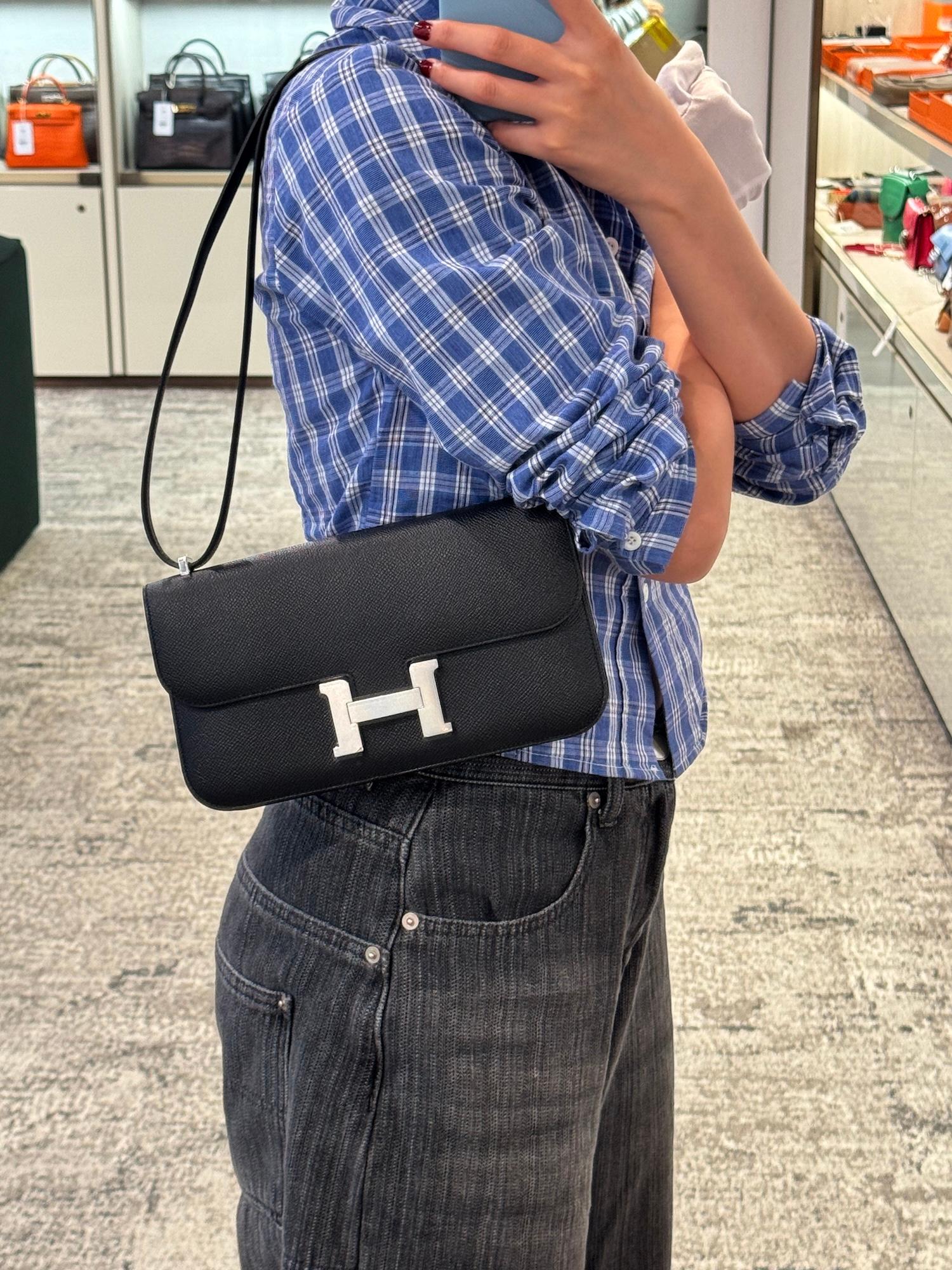 Brand New ( Rank N ) HERMÈS Constance Elan Noir (89) Epsom Palladium hardware K (2025) - 3
