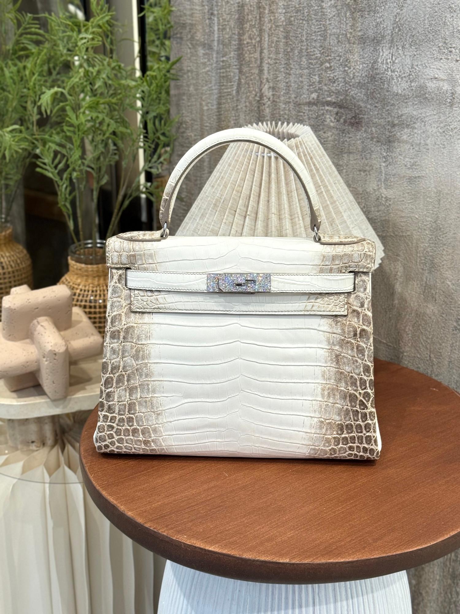 Unused ( Rank NS ) HERMÈS Limited Edition Kelly 28 Himalaya Matte Niloticus Crocodile Diamond White Gold hardware Z (2021) - 3
