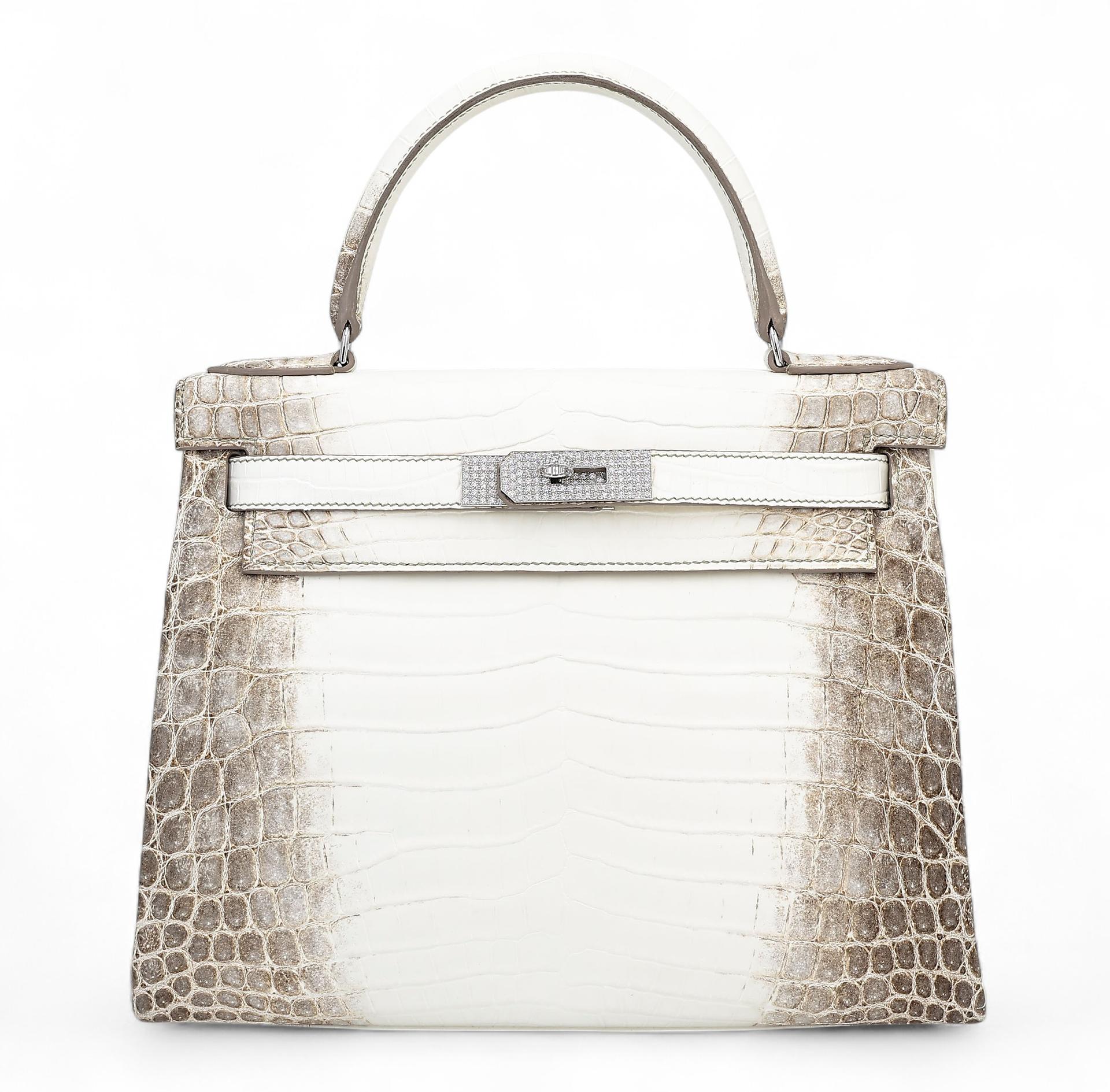 Unused ( Rank NS ) HERMÈS Limited Edition Kelly 28 Himalaya Matte Niloticus Crocodile Diamond White Gold hardware Z (2021) - 1