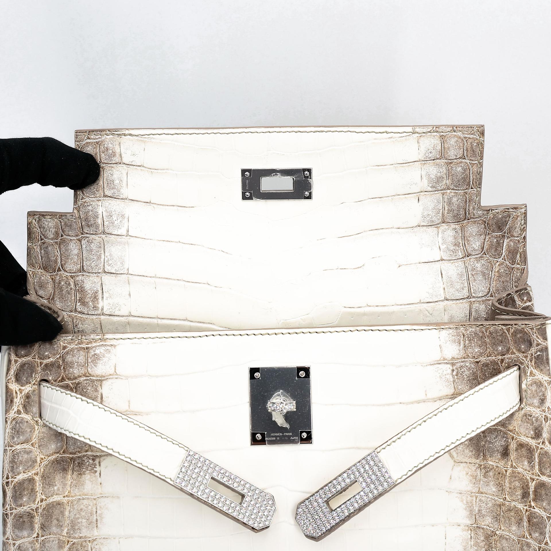 Unused ( Rank NS ) HERMÈS Limited Edition Kelly 28 Himalaya Matte Niloticus Crocodile Diamond White Gold hardware Z (2021) - 14