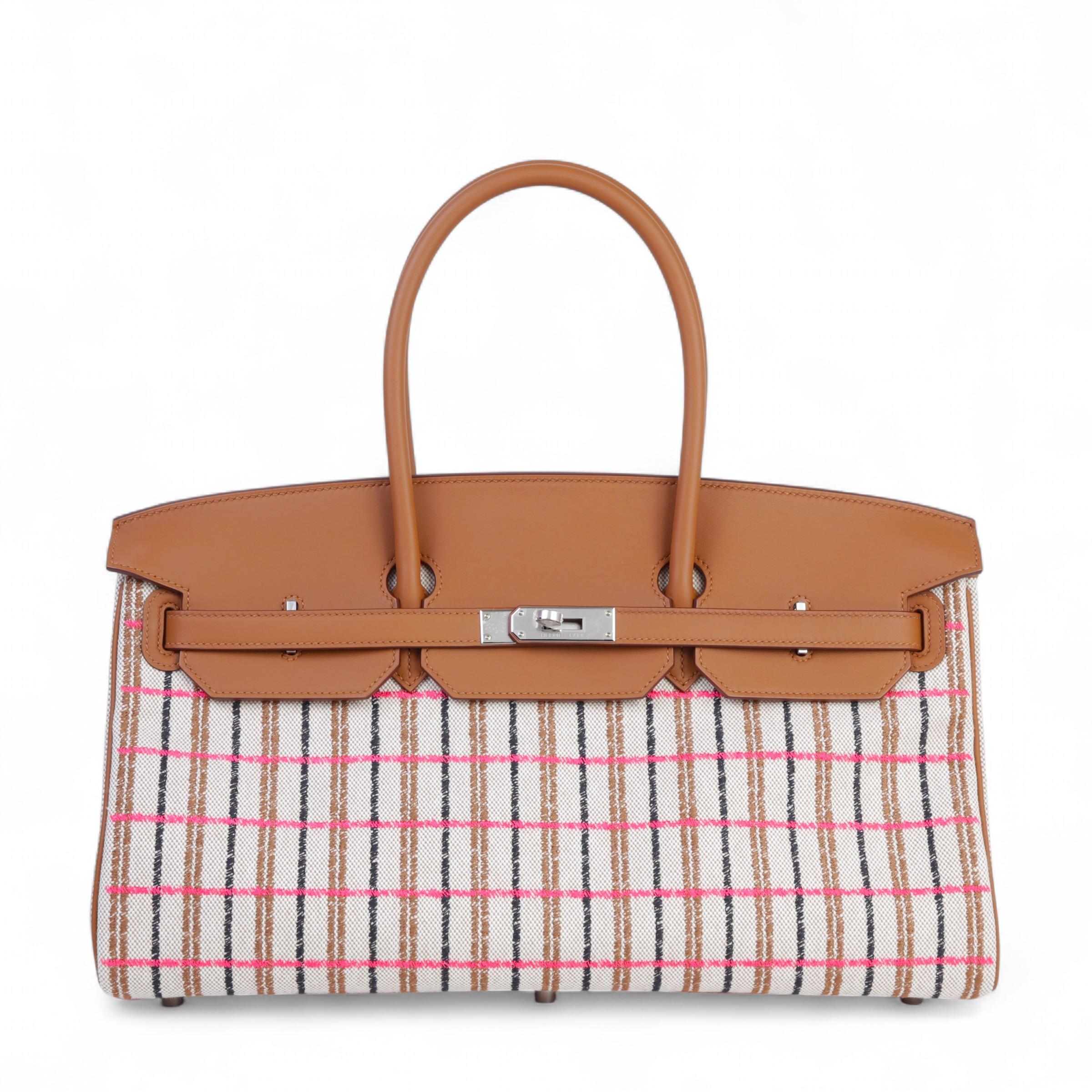 Brand New ( Rank N ) HERMÈS Shoulder Birkin Light 39 Gold (37) Ecru Swift Toile H canvas Palladium hardware W (2024) - 1