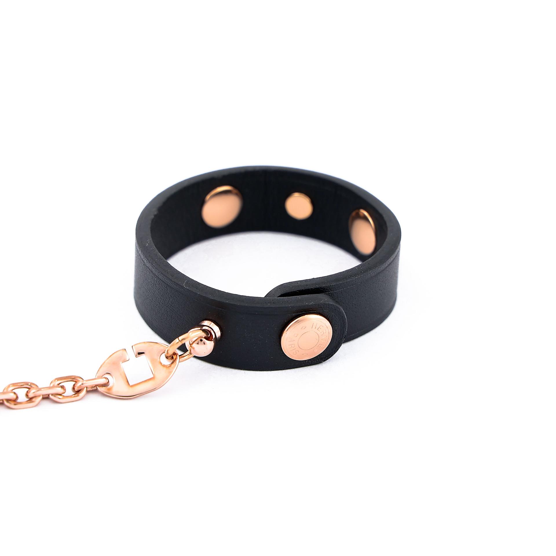 Brand New ( Rank N ) HERMÈS Rivale Glove Clip Noir (89) Swift Rose Gold hardware - 6