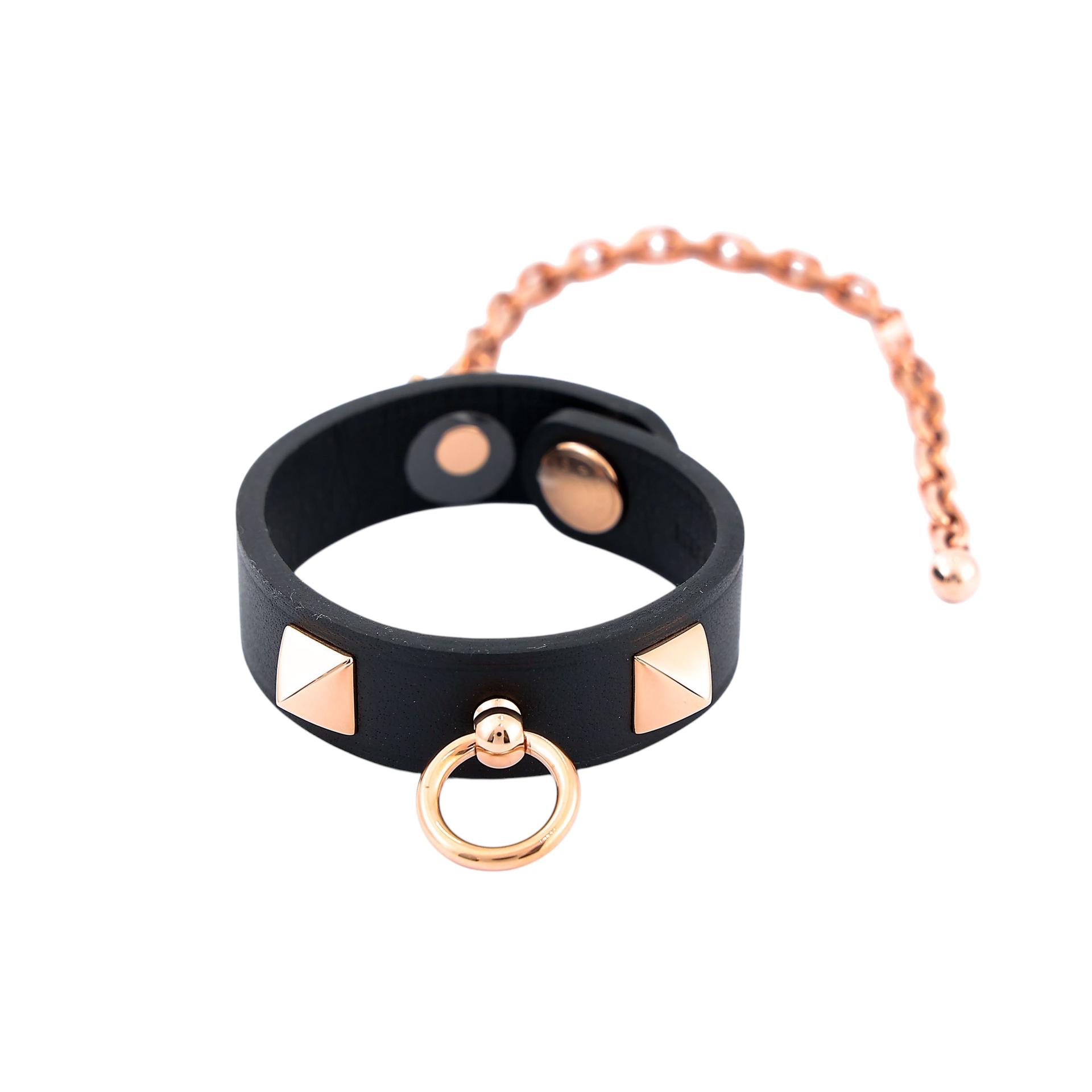 Brand New ( Rank N ) HERMÈS Rivale Glove Clip Noir (89) Swift Rose Gold hardware - 1