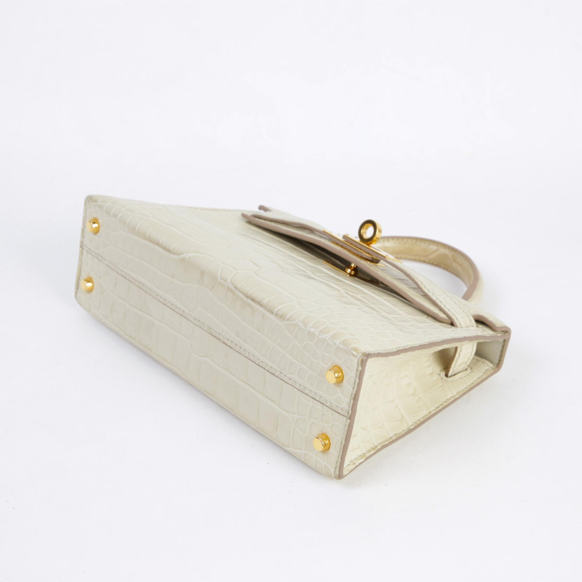 Very Good ( Rank A) HERMÈS Mini Kelly II Beton (8L) Matte Alligator Gold hardware U (2022) - 7