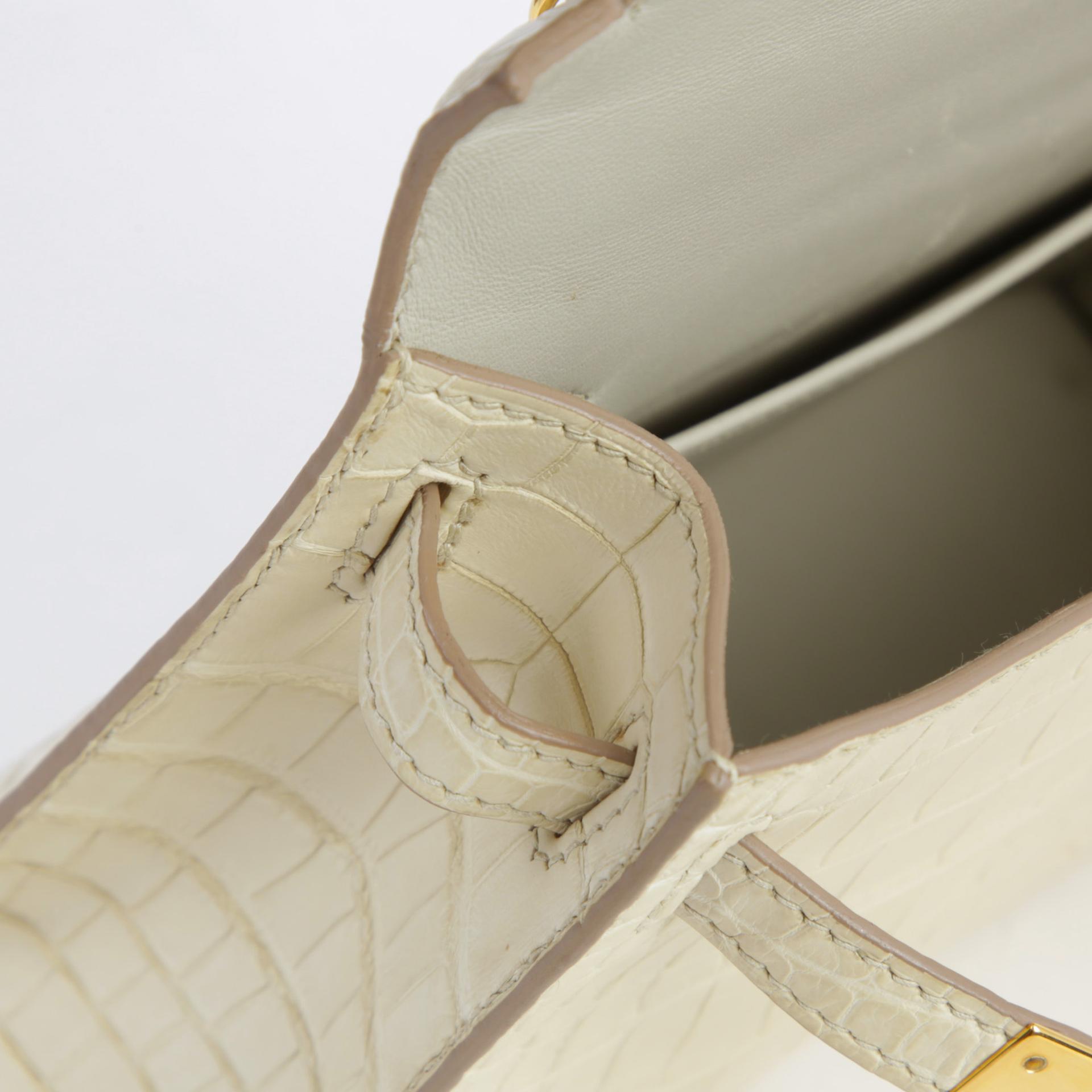 Very Good ( Rank A) HERMÈS Mini Kelly II Beton (8L) Matte Alligator Gold hardware U (2022) - 15