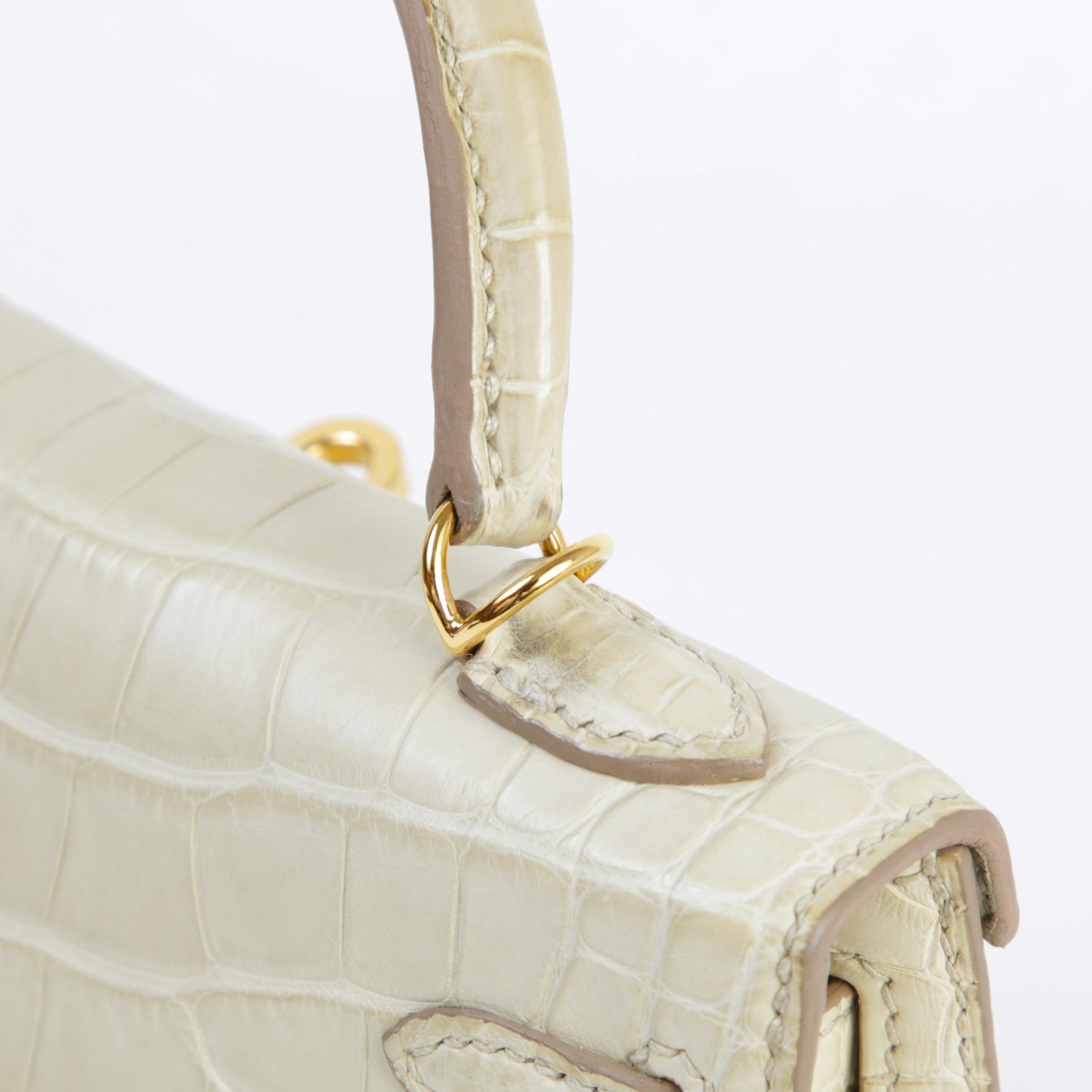 Very Good ( Rank A) HERMÈS Mini Kelly II Beton (8L) Matte Alligator Gold hardware U (2022) - 5