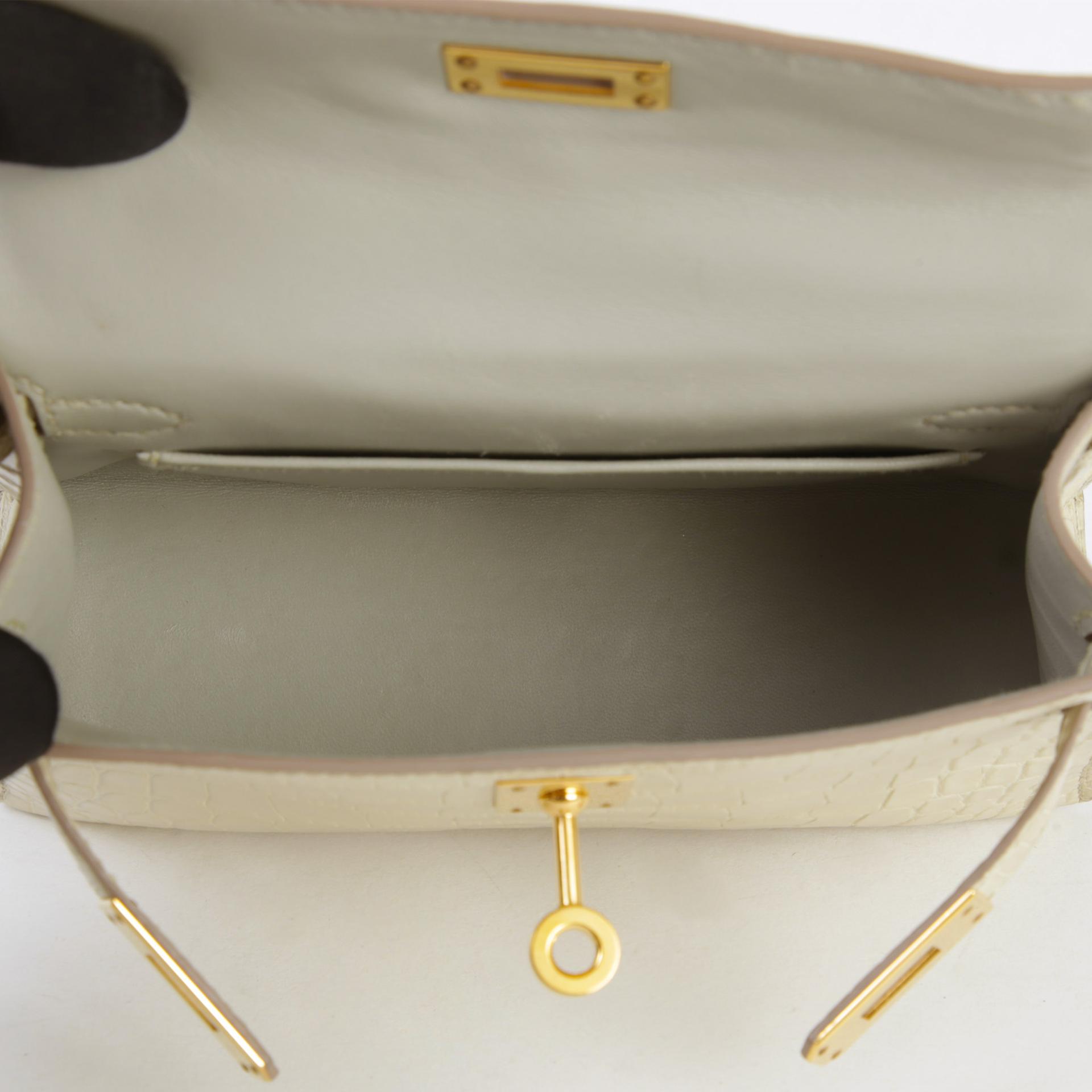 Very Good ( Rank A) HERMÈS Mini Kelly II Beton (8L) Matte Alligator Gold hardware U (2022) - 13